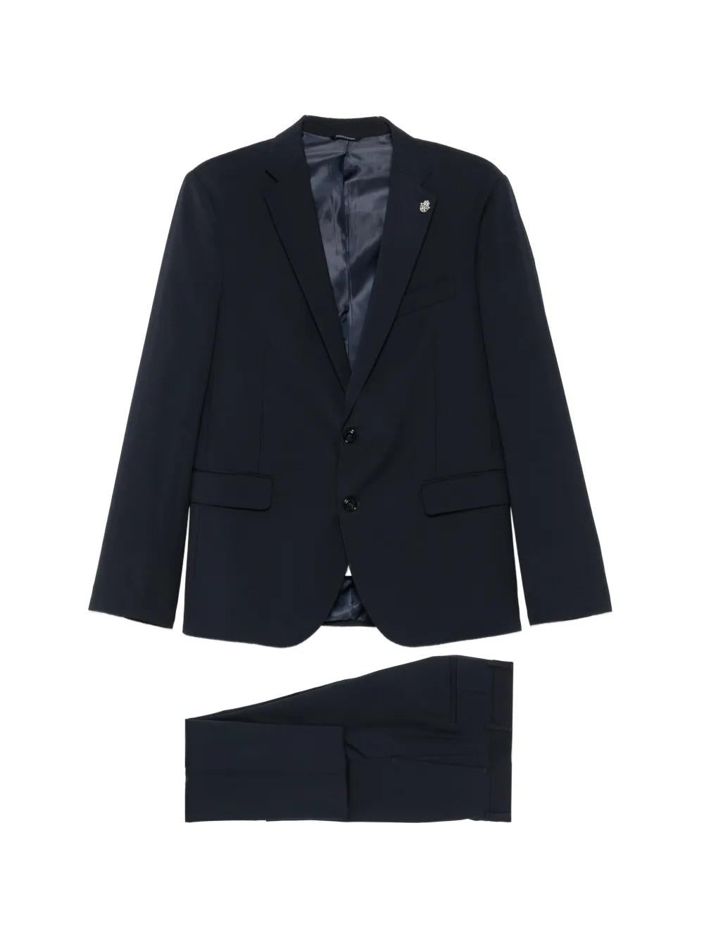 Daniele Alessandrini<BR/>Completo monopetto con revers a lancia blu navy DUAM0002-PL0072 7000 DANIELE ALESSANDRINI 