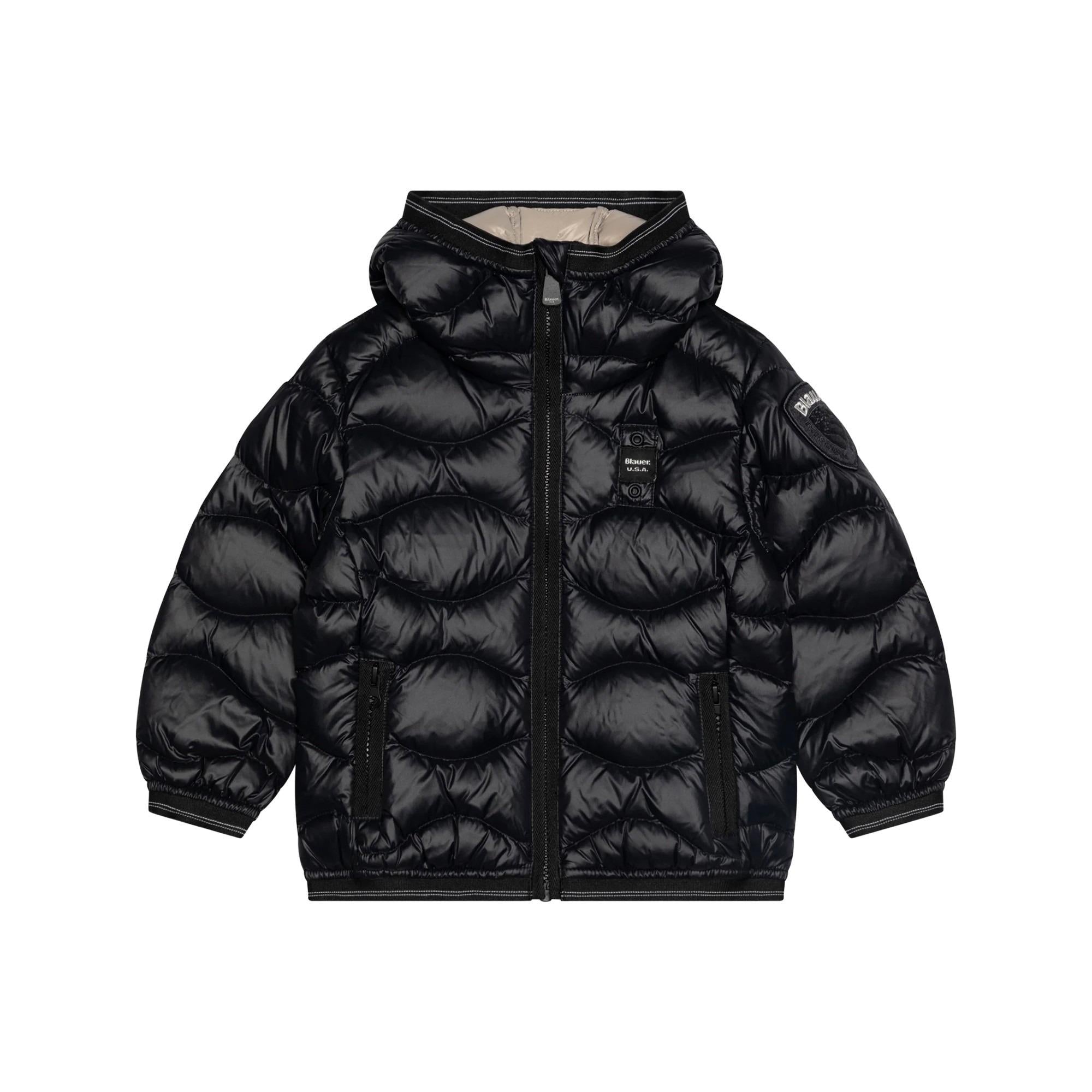 BLAUER Piumino onda LOWELL con cappuccio e logo NERO 25WBLGC03385-007285 999EI BLAUER 