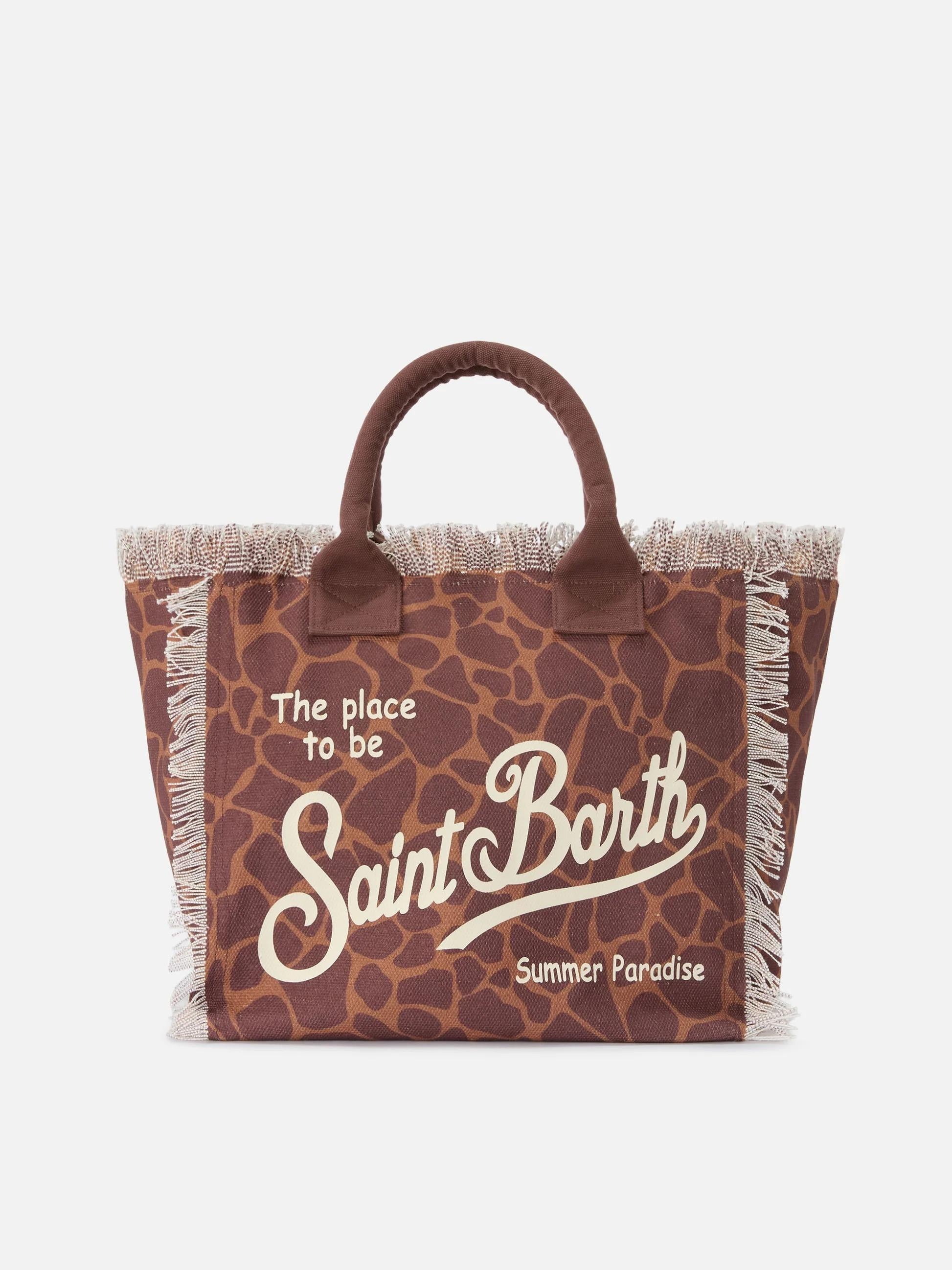 Borsa Vanity regular in canvas con stampa animalier marrone VANI001 00900L MC2 SAINT BARTH 