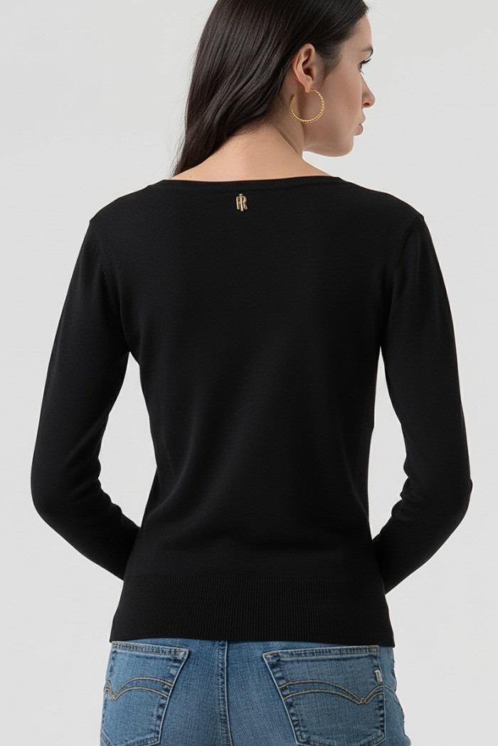 Fracomina Maglia regular con scollo a V black FR25WT7002K42101 053 FRACOMINA 