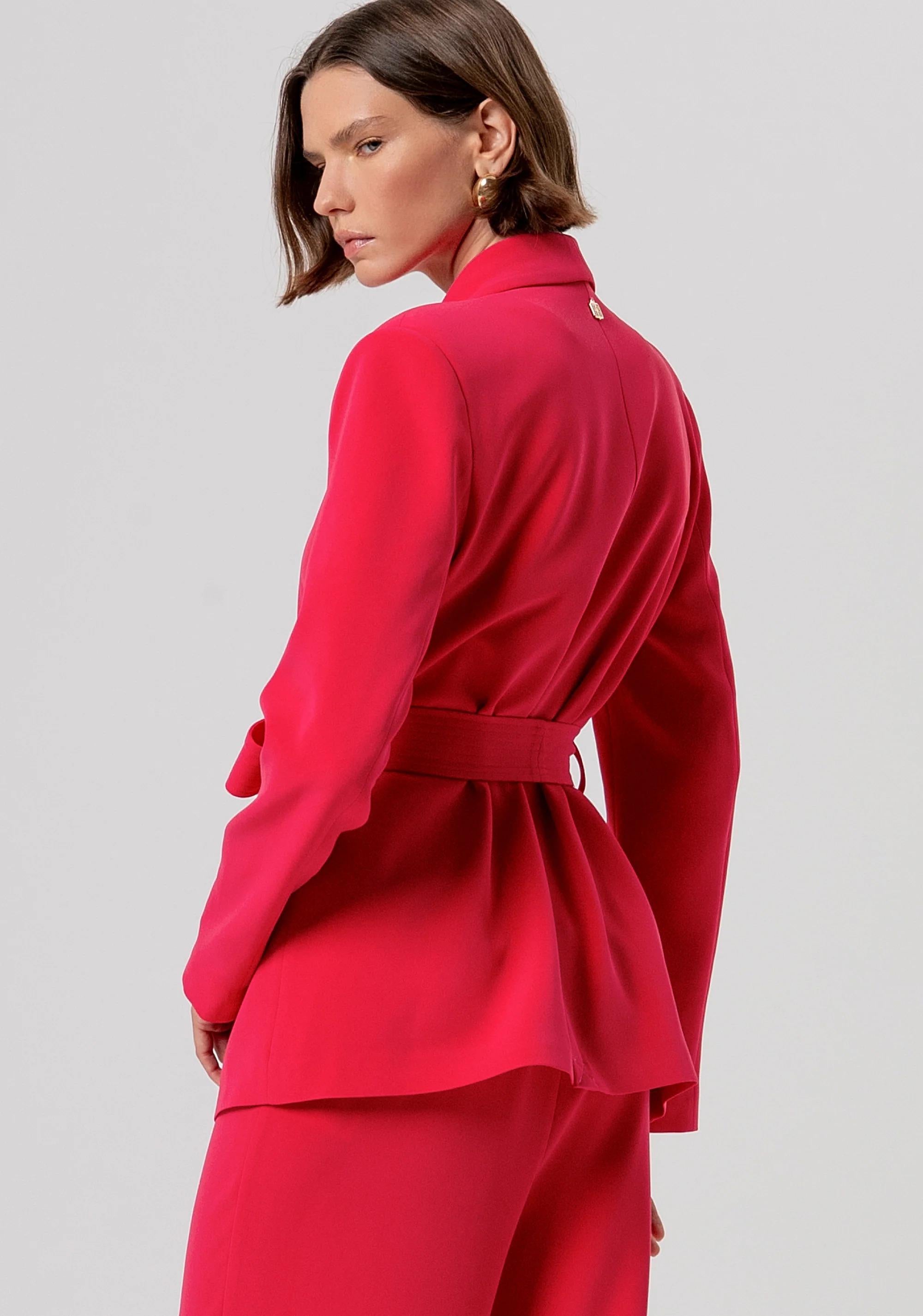 Blazer con Scollo a V e Dettagli a Volant cherry FR26SJ3002W83001 101 FRACOMINA 