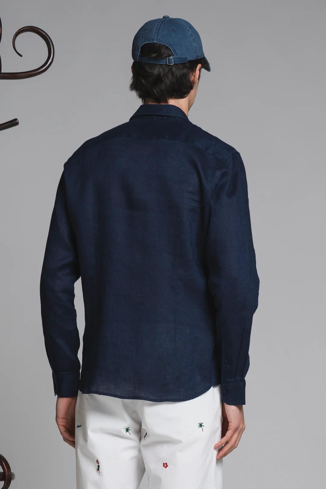 RILEY SHIRT COLLAR FRENCH IN 100% LINEN NAVY IM26SSSM-RILEY-LIN C01 IMPURE 
