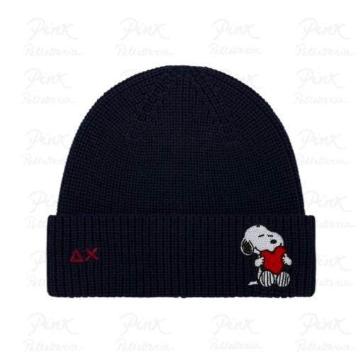 Berretto beanie Peanuts in lana a coste nero C45220 11 SUN 68 