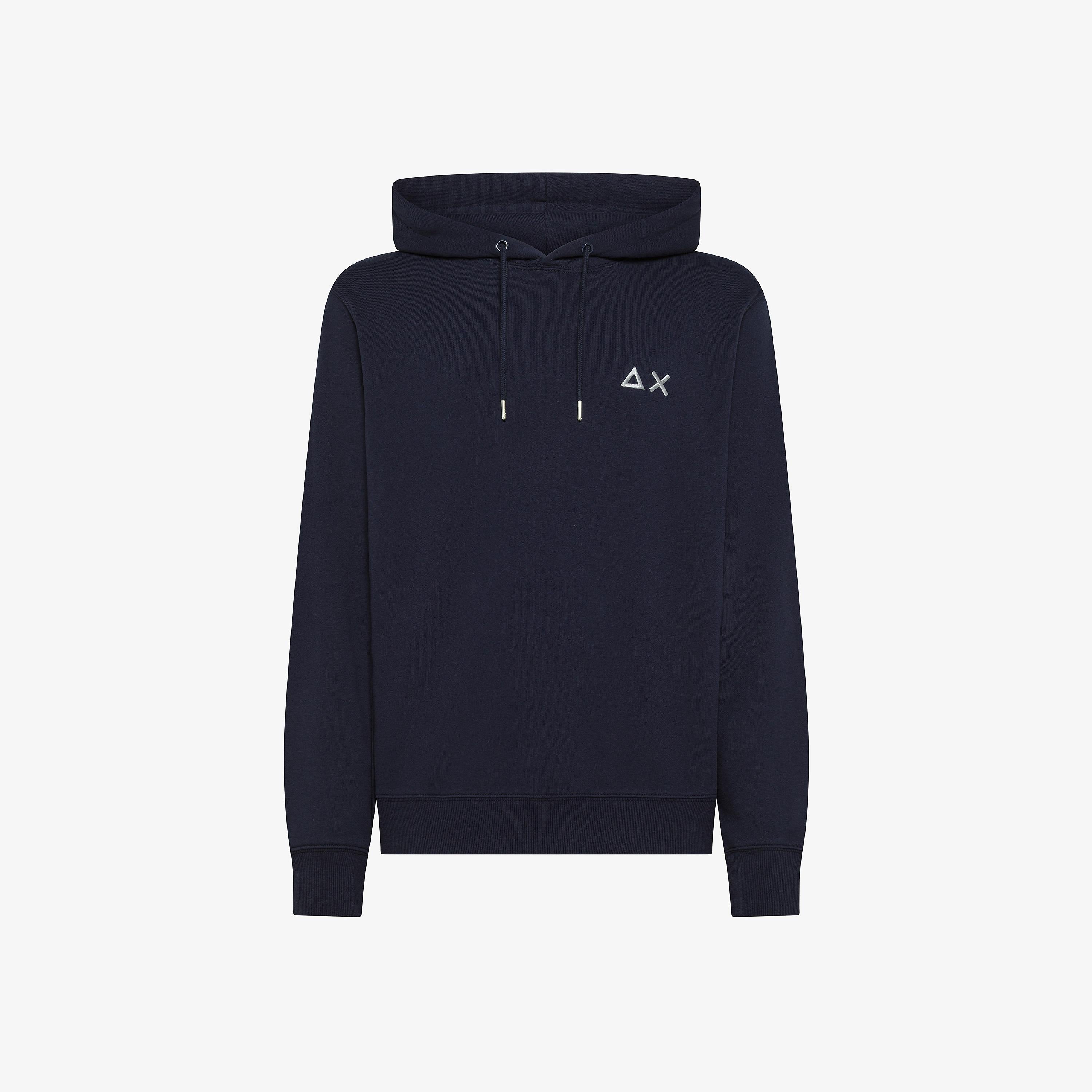 Felpa in cotone con cappuccio e coulisse navy blue F45104 07 SUN 68 