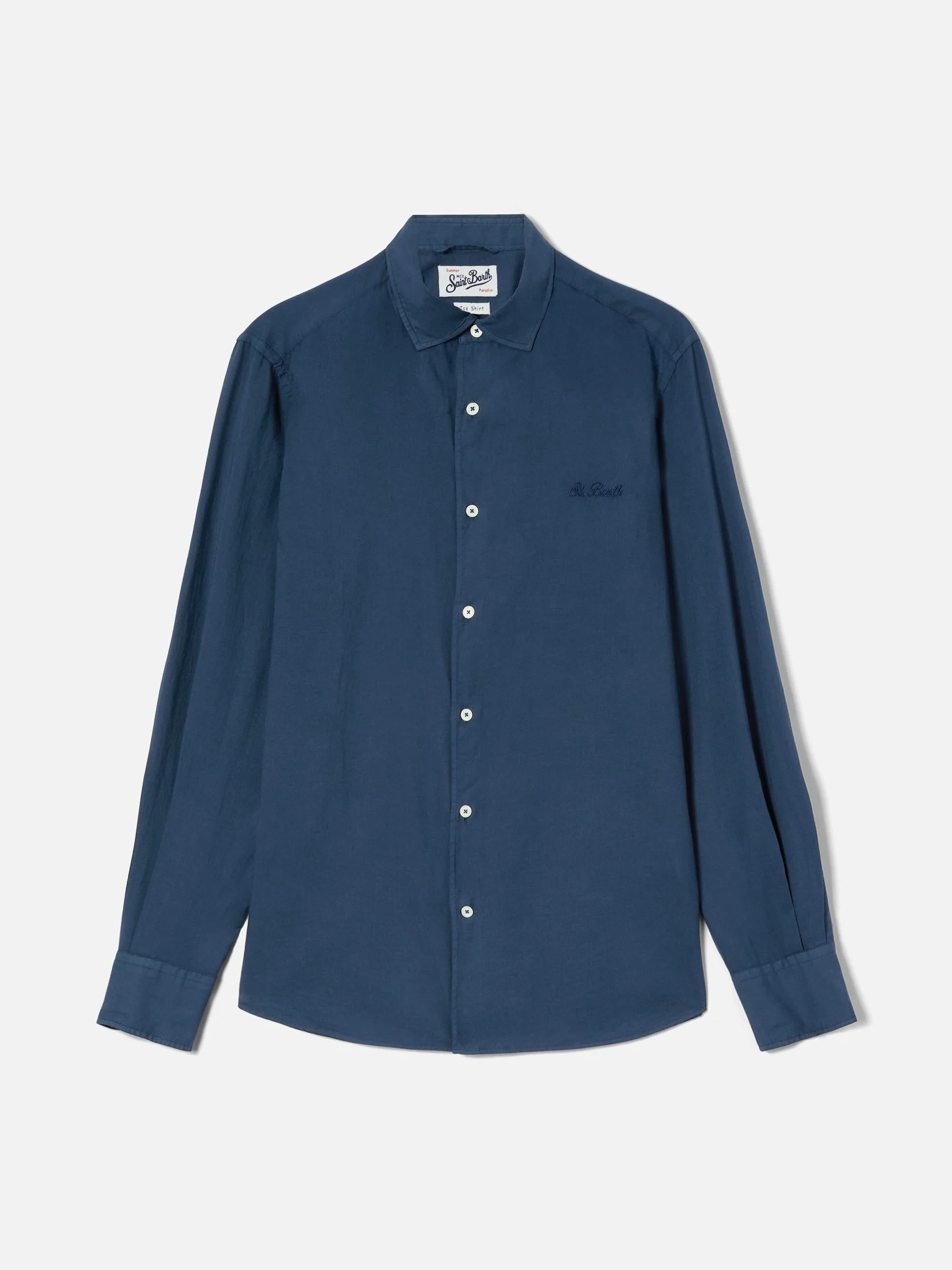 Camicia Chemise in cotone blu navy tinta unita LCM0001 00097L MC2 SAINT BARTH 