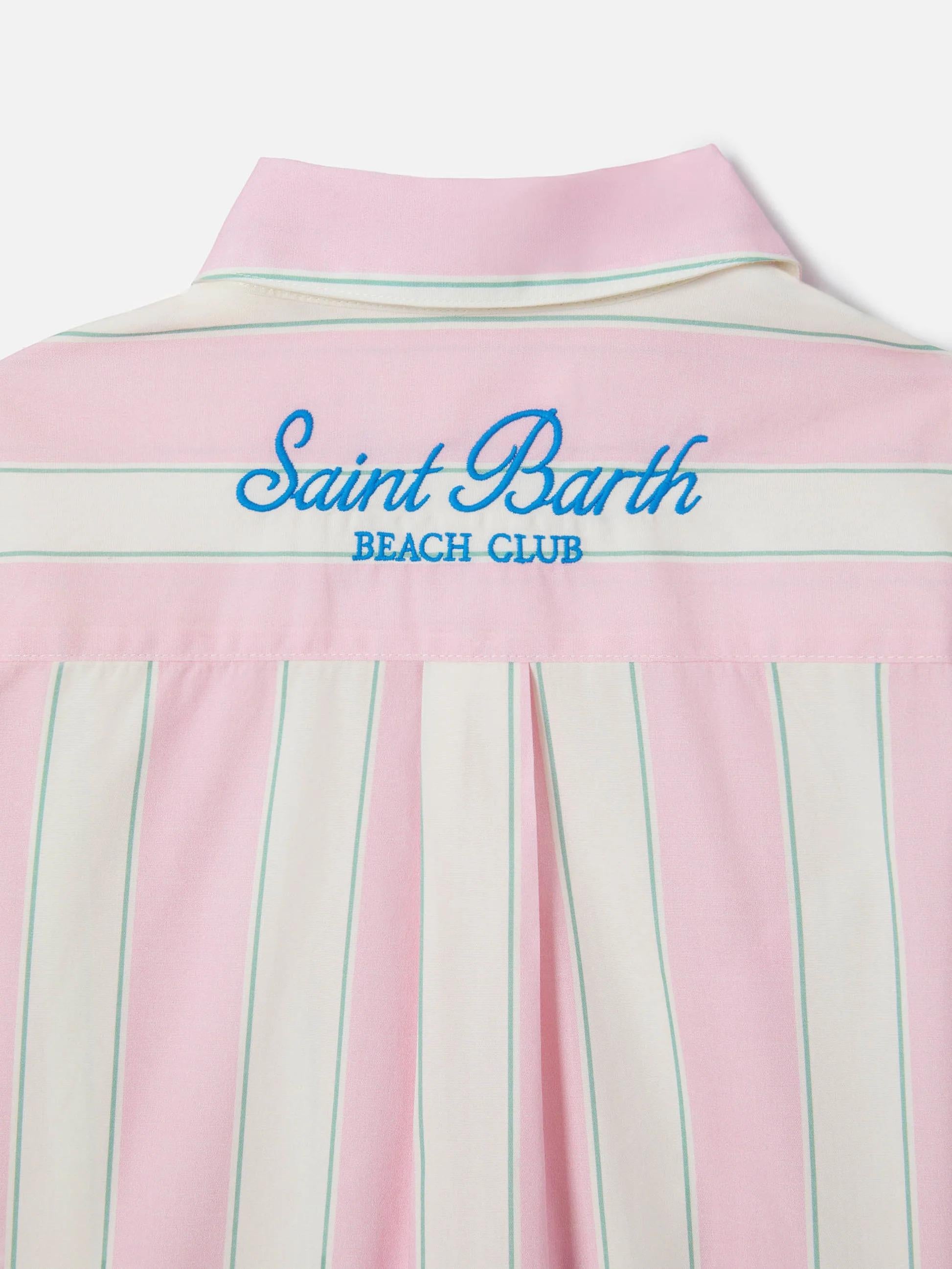 Camicia Mini Brigitte in popeline di cotone a righe bianche, rosa e verdi BRIG003 00897L MC2 SAINT BARTH 