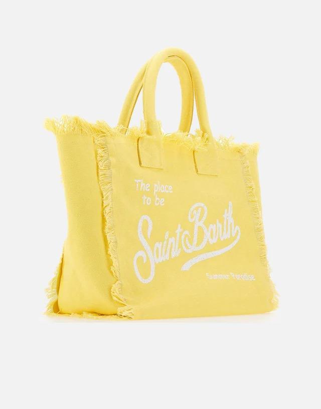 Borsa a spalla Vanity in canvas di cotone GIALLA VANI001 00766L MC2 SAINT BARTH 
