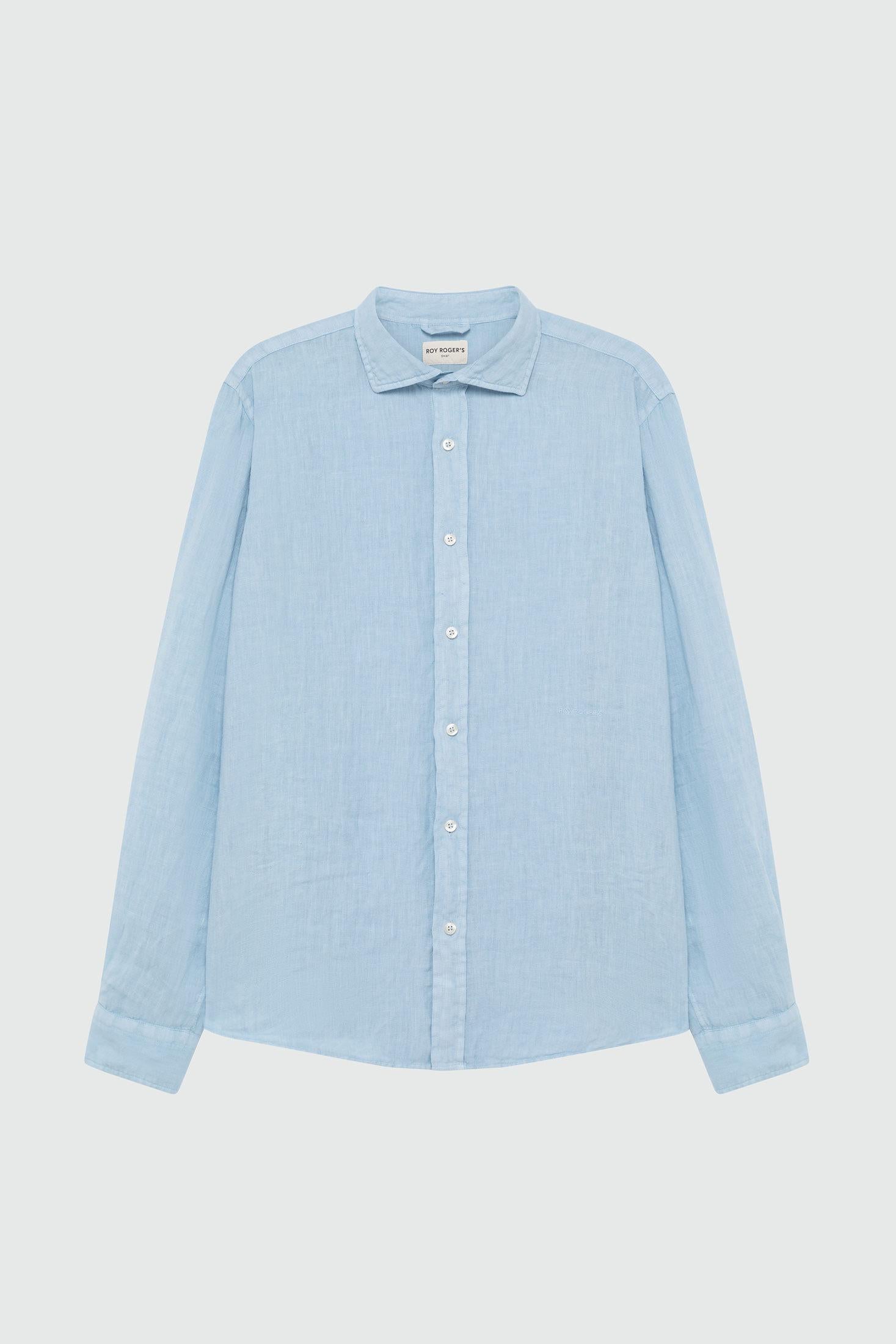 CAMICIA PIERCE IN LINO LIGHT BLUE RRU431P4220569 C0080 ROY ROGER'S 