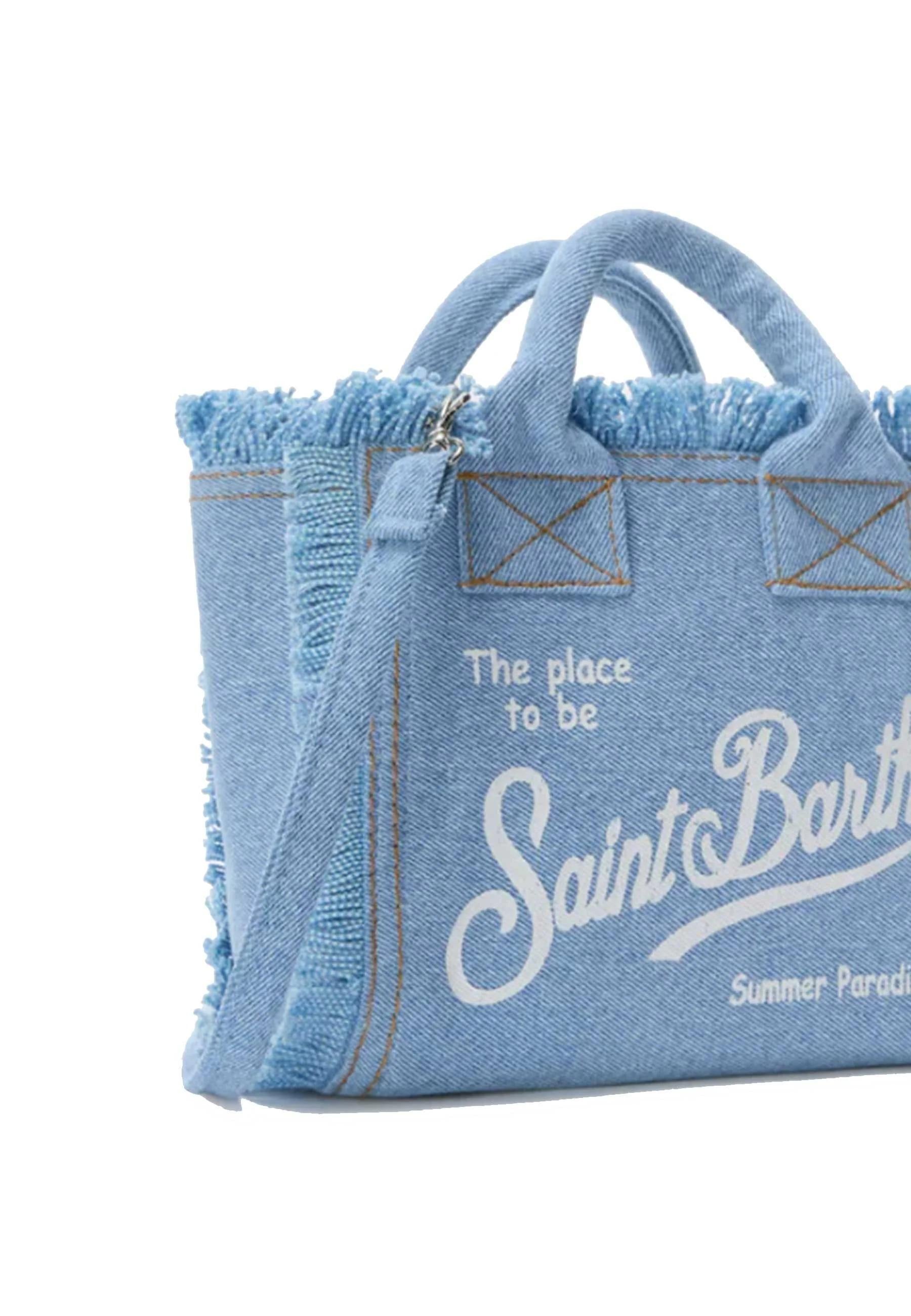 Mc2 saint barth Borsa Vanity Mini Denim Chiaro Logo Bianco VAMI001 00426L MC2 SAINT BARTH 