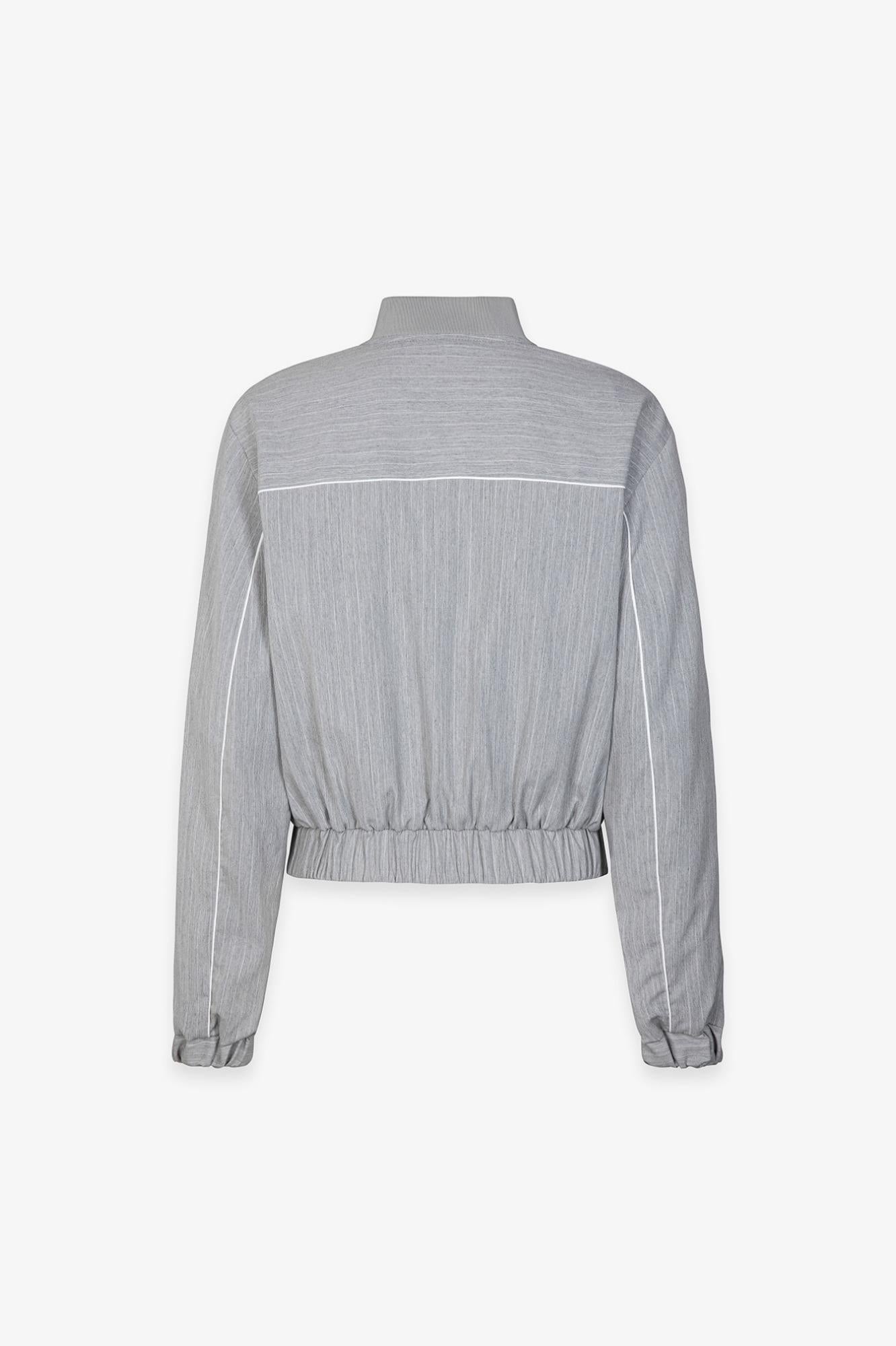 Giubbino Zippato Con Spalline In Gessato Di Poliviscosa  Grigio - Gaëlle Paris GAABW09812-TMTS0256 GR00 GAELLE 