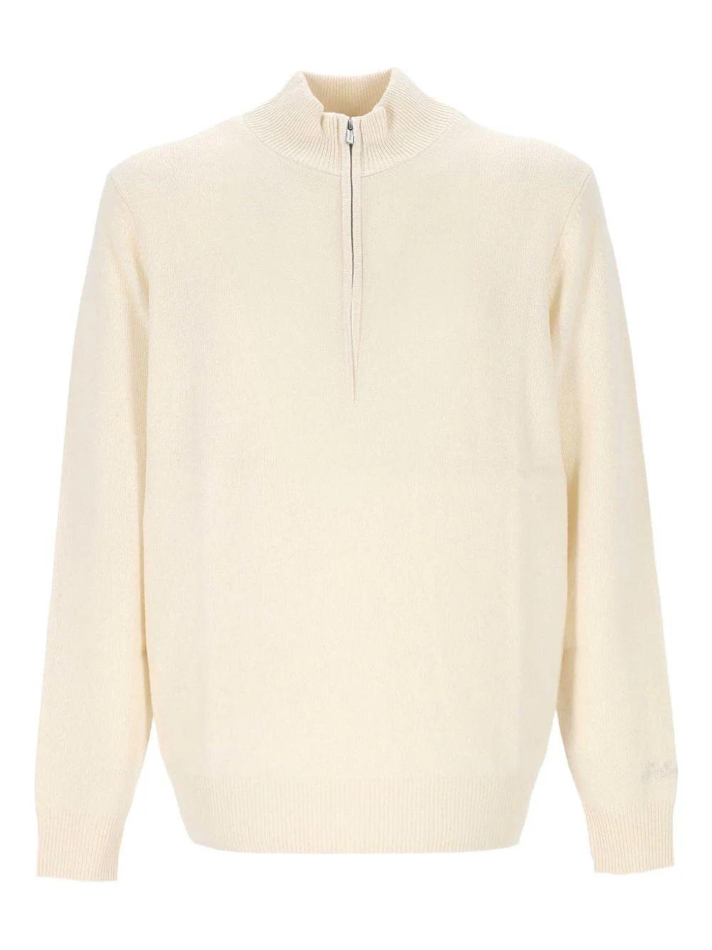Pullover a mezza zip Jermyn in 100% lambswool off white JERM002 00040I MC2 SAINT BARTH 