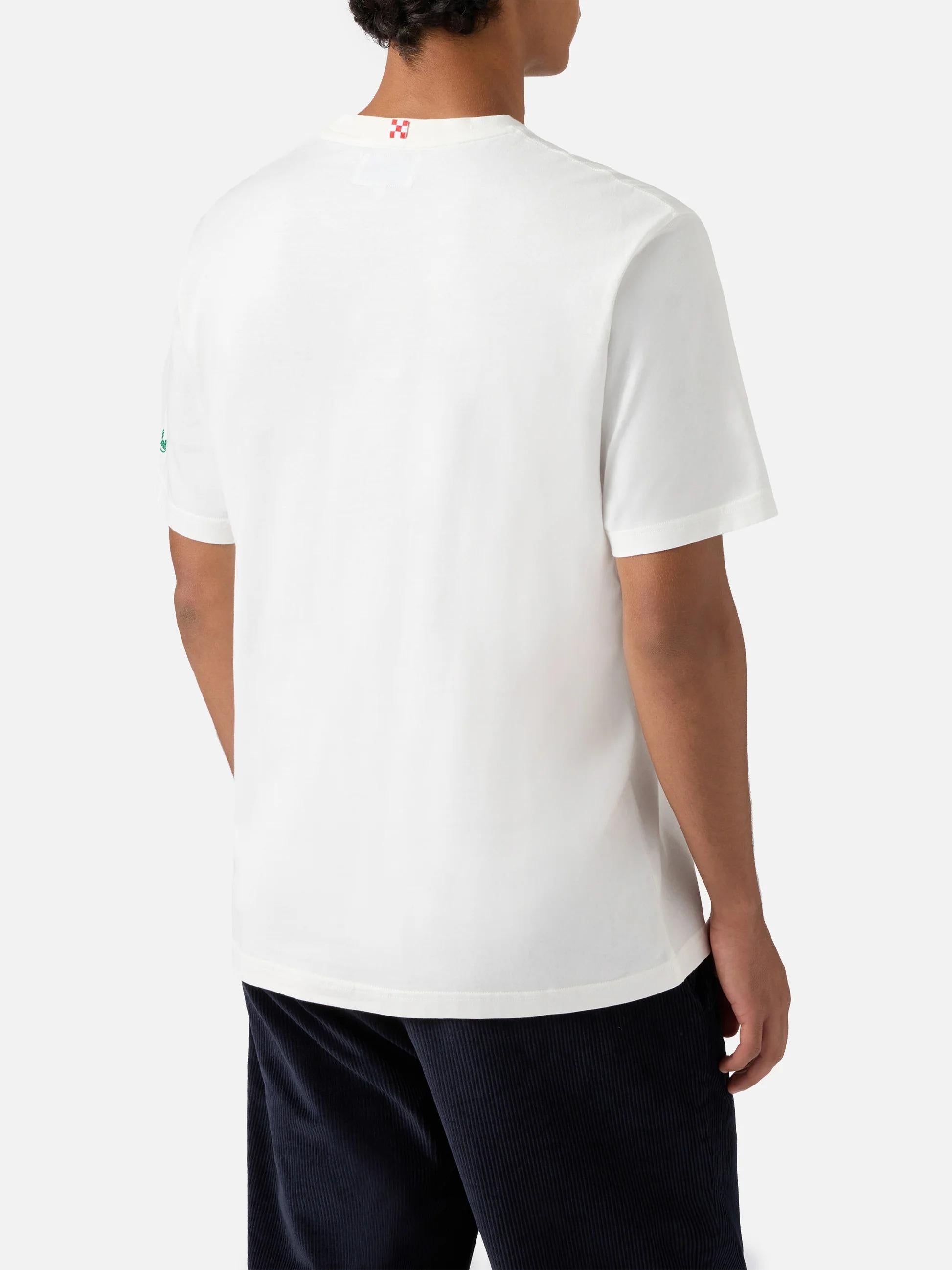 Tshirt in cotone Austin con ricamo e stampa orologio VA TUTTO AL CONTRARIO AUS0001 00129L MC2 SAINT BARTH 