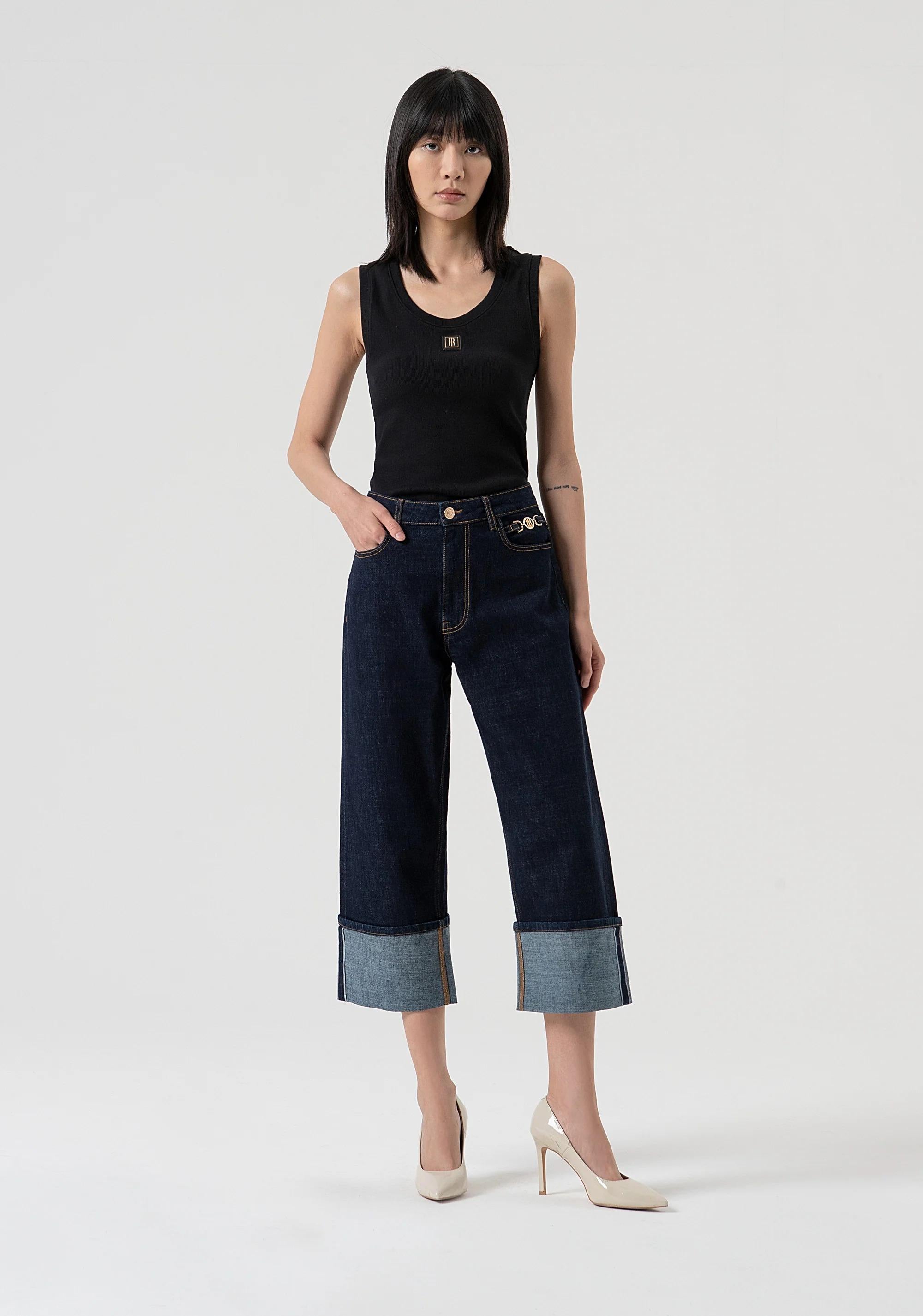 Fracomina Jeans boyfriend cropped in denim con lavaggio raw FP25WV5008D40193 L23 FRACOMINA 