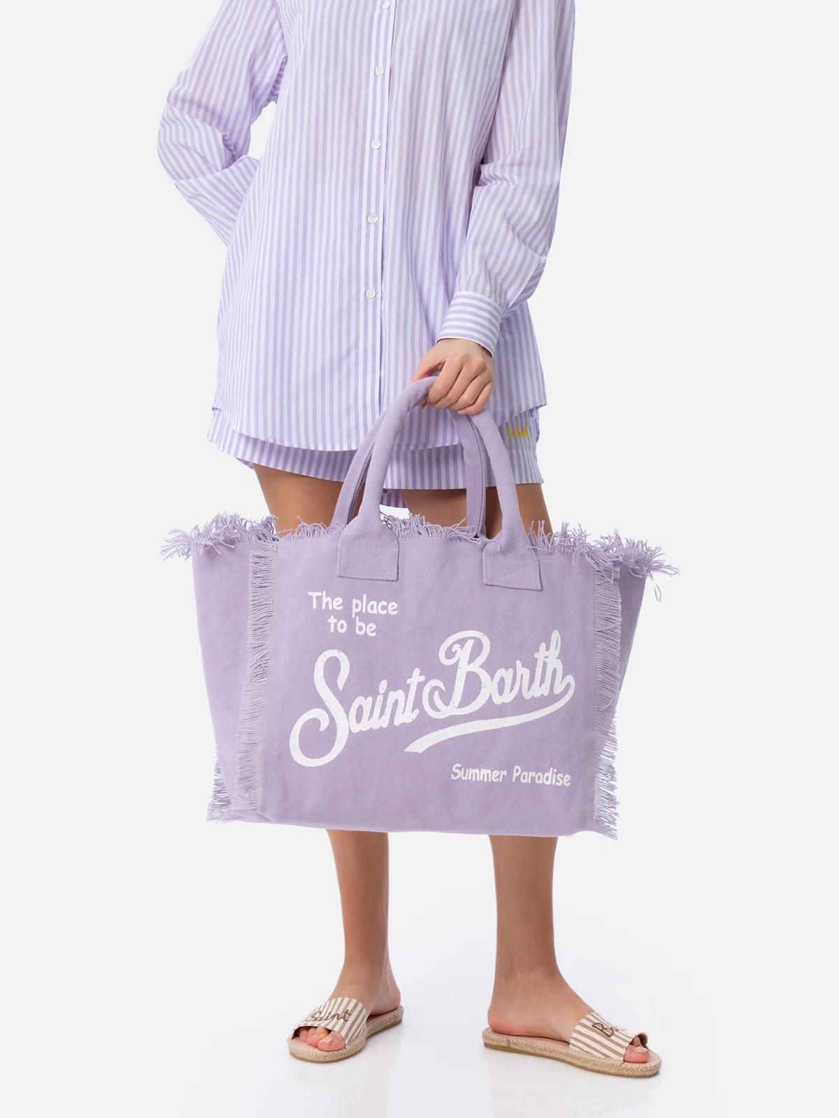 Borsa a spalla Vanity in canvas di cotone lilla VANI001 02562L MC2 SAINT BARTH 