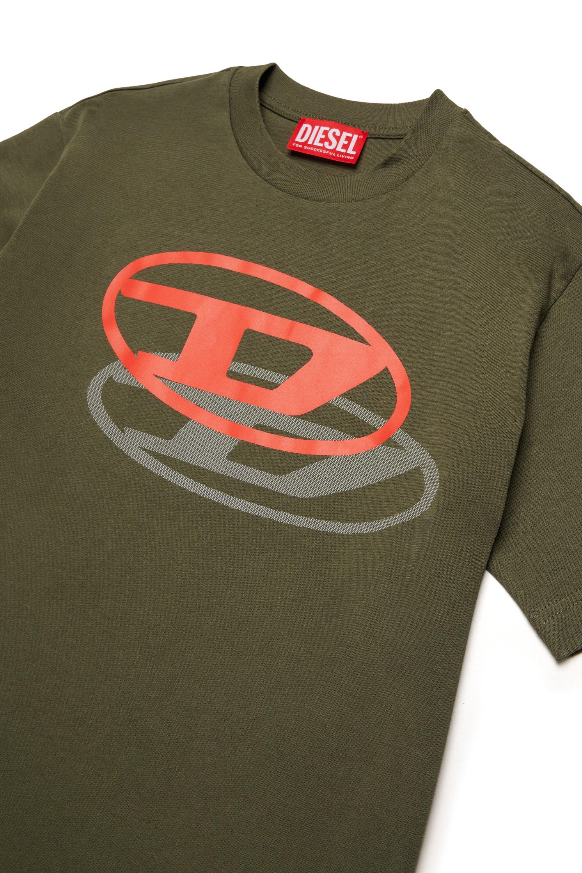 T-shirt con logo Oval D stampato verde militare J02601-00YI9 K511 DIESEL 