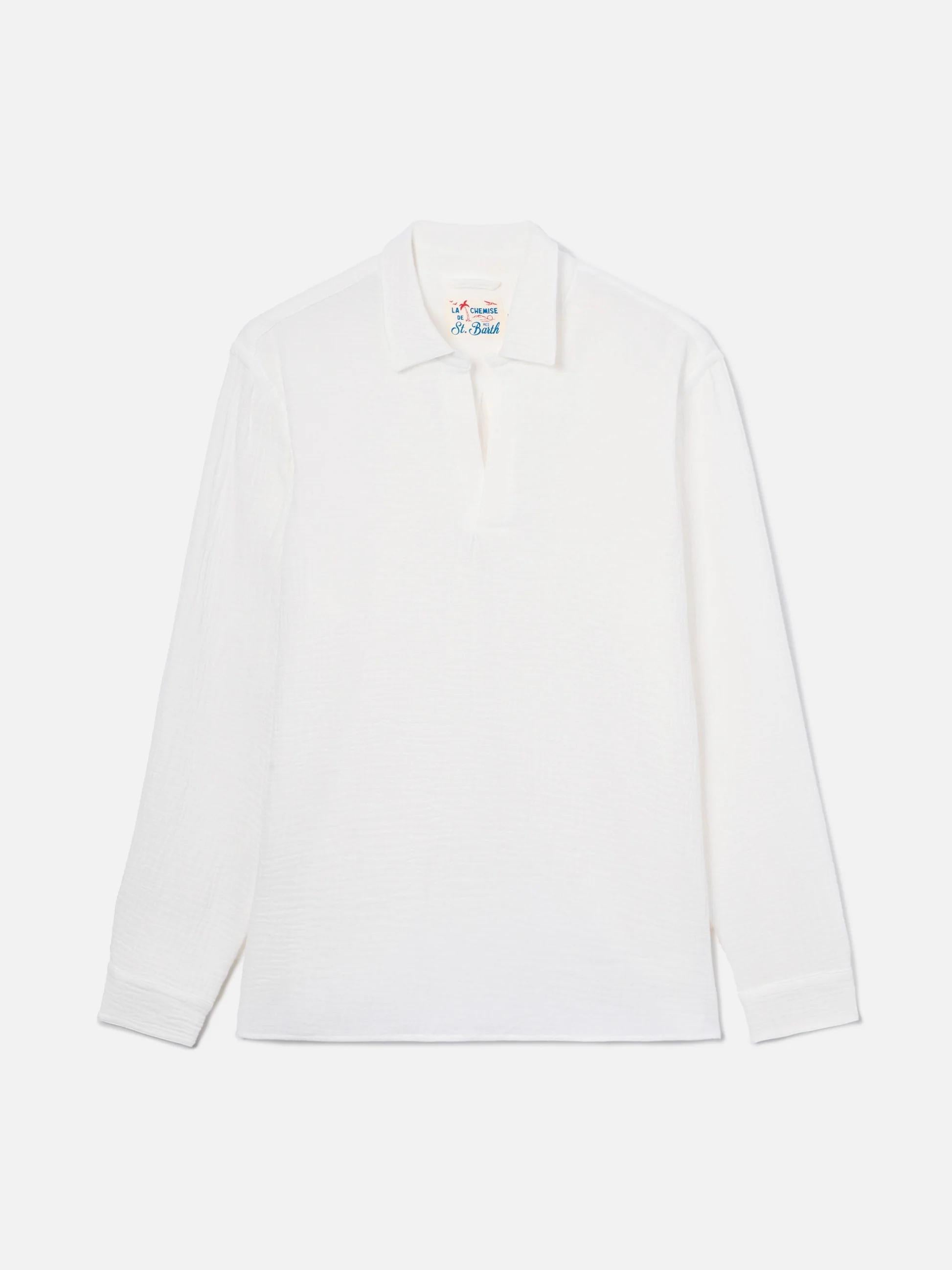 Polo Ventotene bianco a maniche lunghe in cotone waffle VNT0001 080039L MC2 SAINT BARTH 