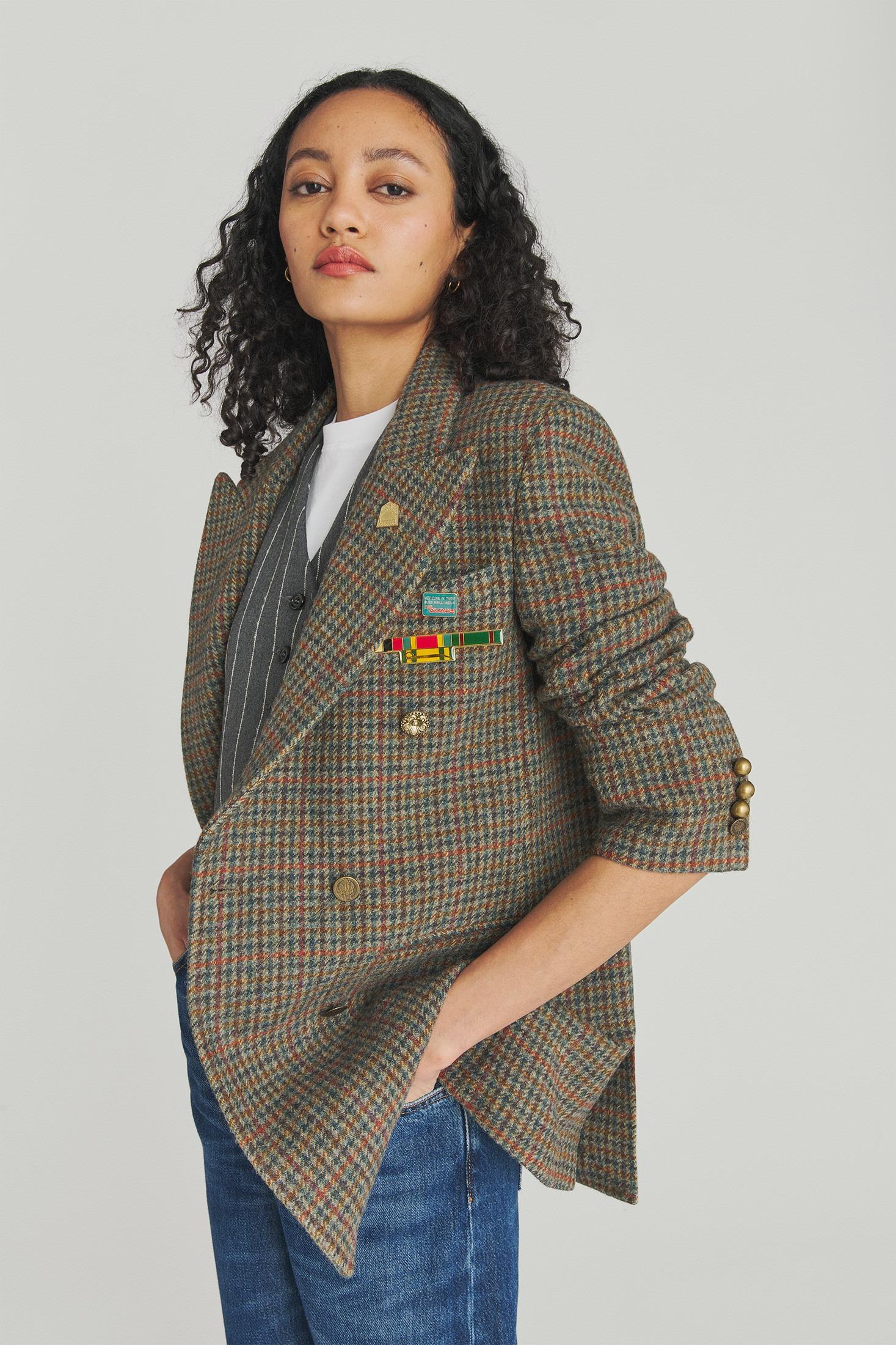 BLAZER DOPPIOPETTO IN LANA PIED DE POULE RND391CN58XXXX RUSTIC/GREEN ROY ROGER'S 