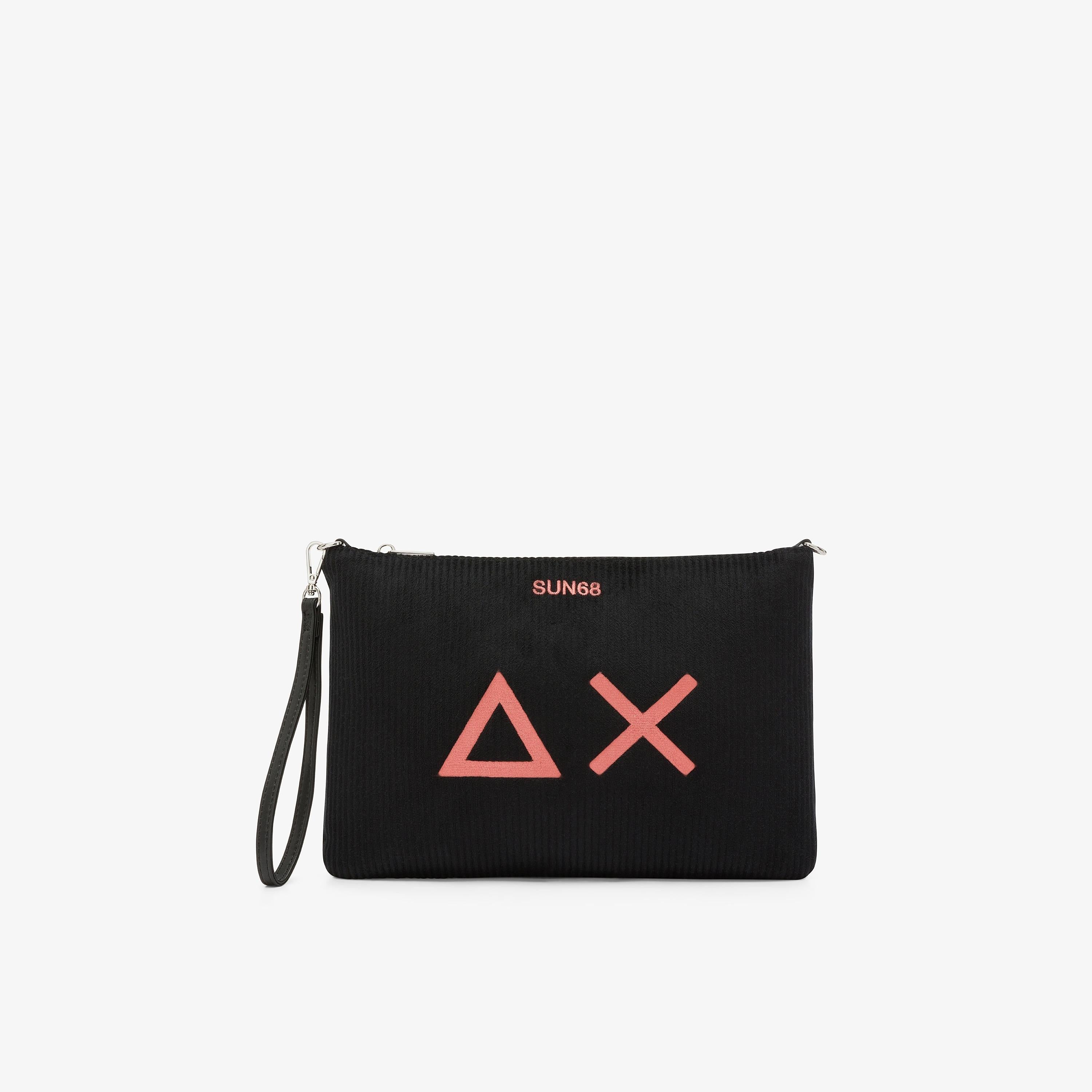 Pochette in velluto con logo ricamato nero X45207 11 SUN 68 