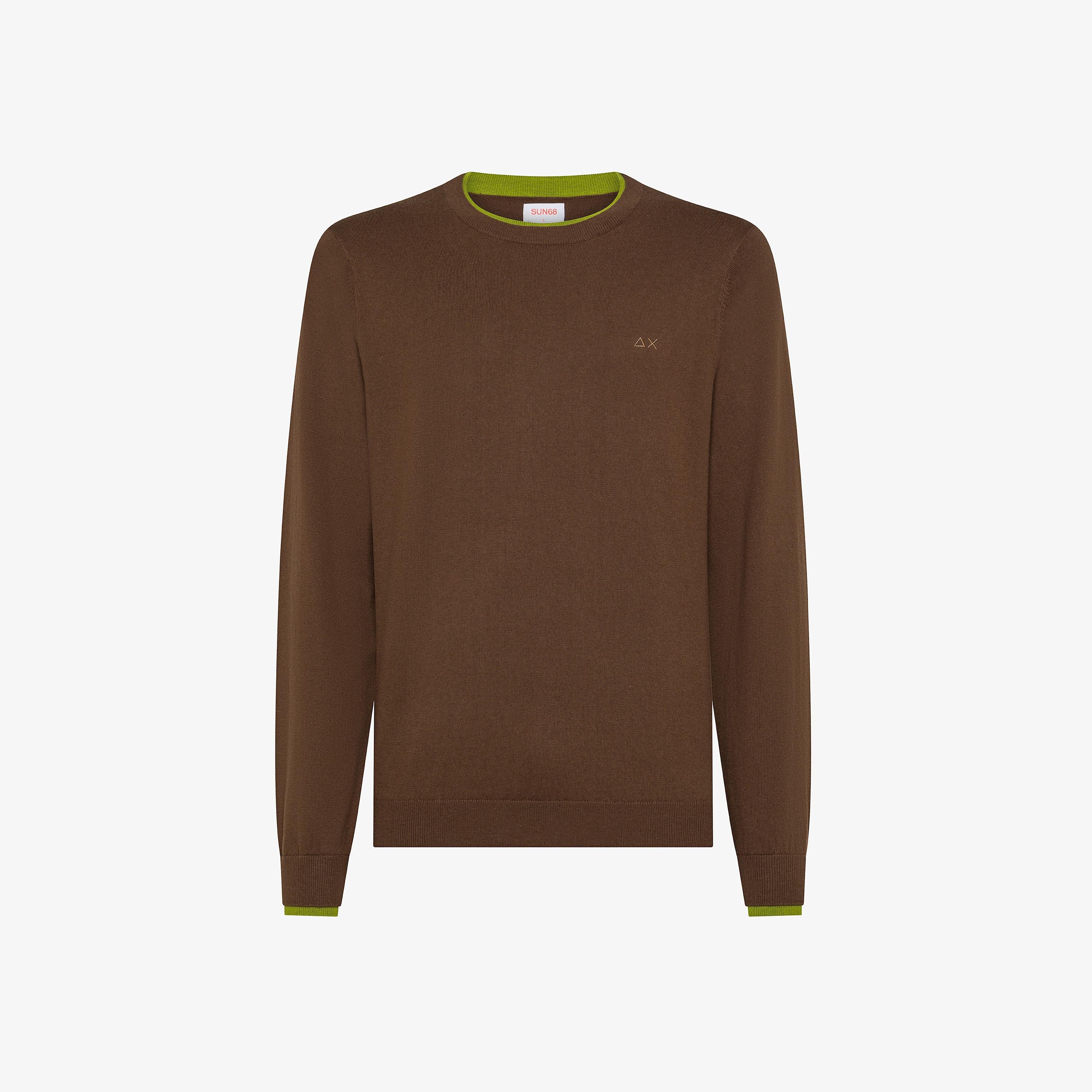SUN68 Maglia in lana e cotone marrone K45141 08 SUN 68 