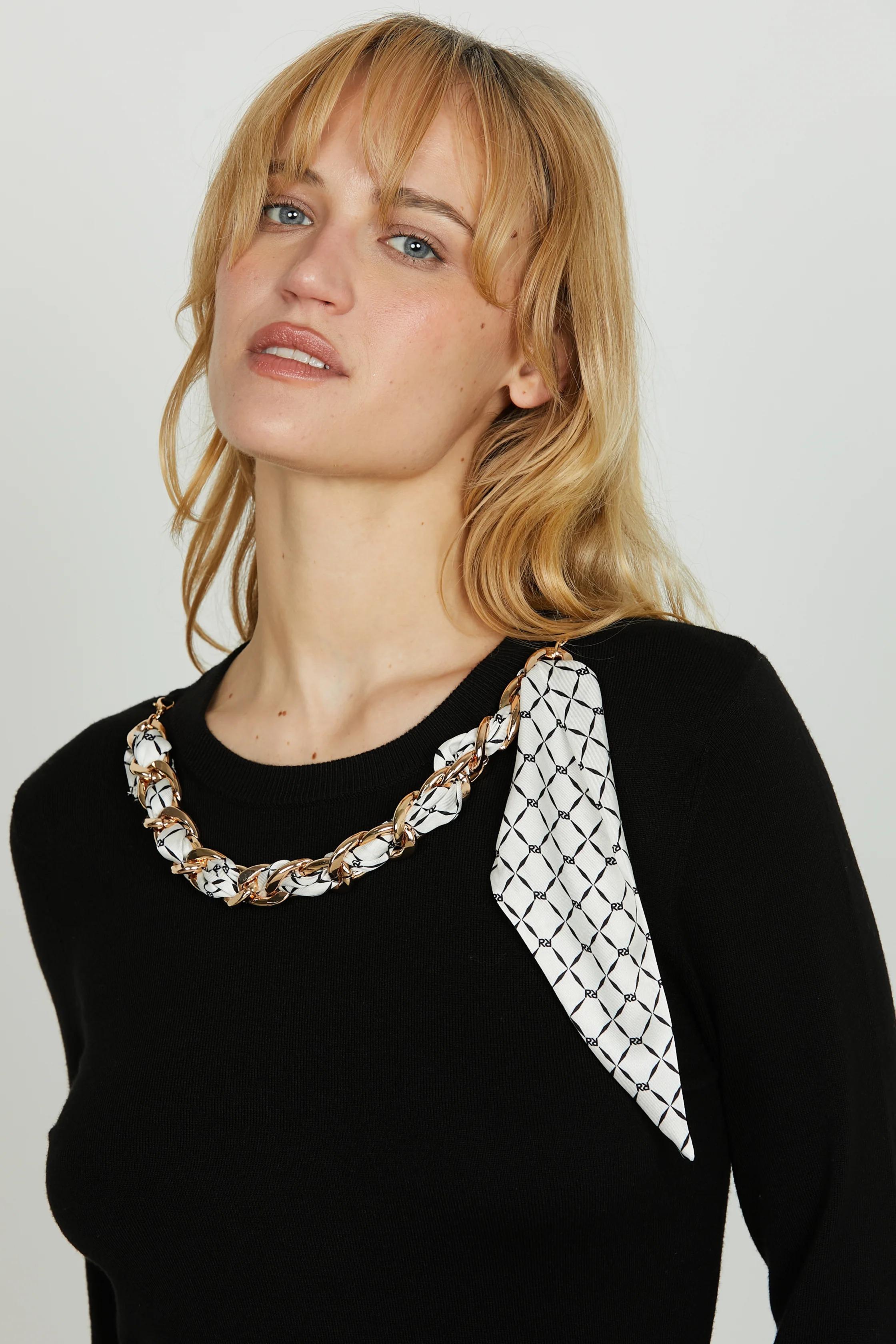 Relish Abito BERENICE corto manica lunga con zip più collana con foulard black RDA2509054019 BLACK RELISH 