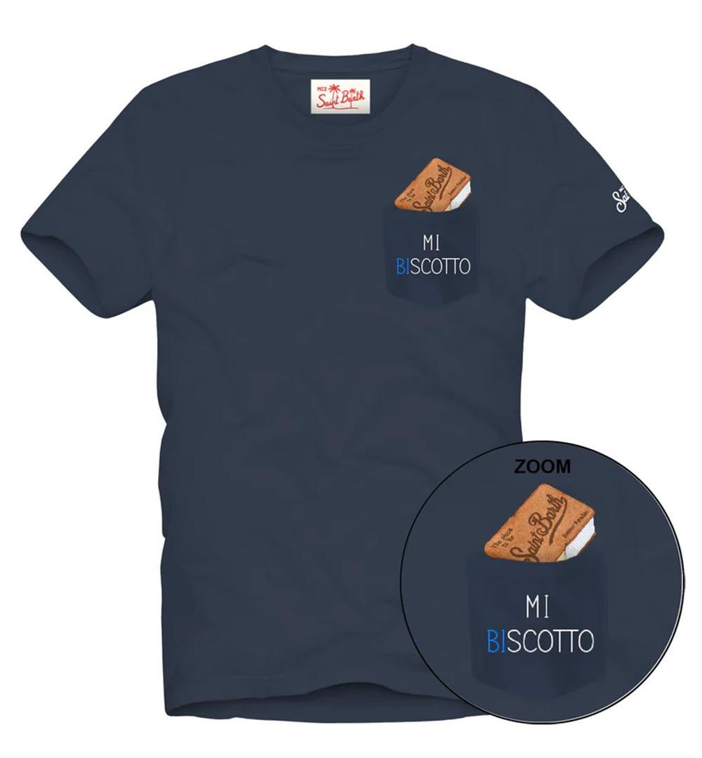 T-shirt Mc2 Saint Barth Austin uomo AUSTIN05604H Blu manica corta taschino biscotto AUS0001 04388L MC2 SAINT BARTH 
