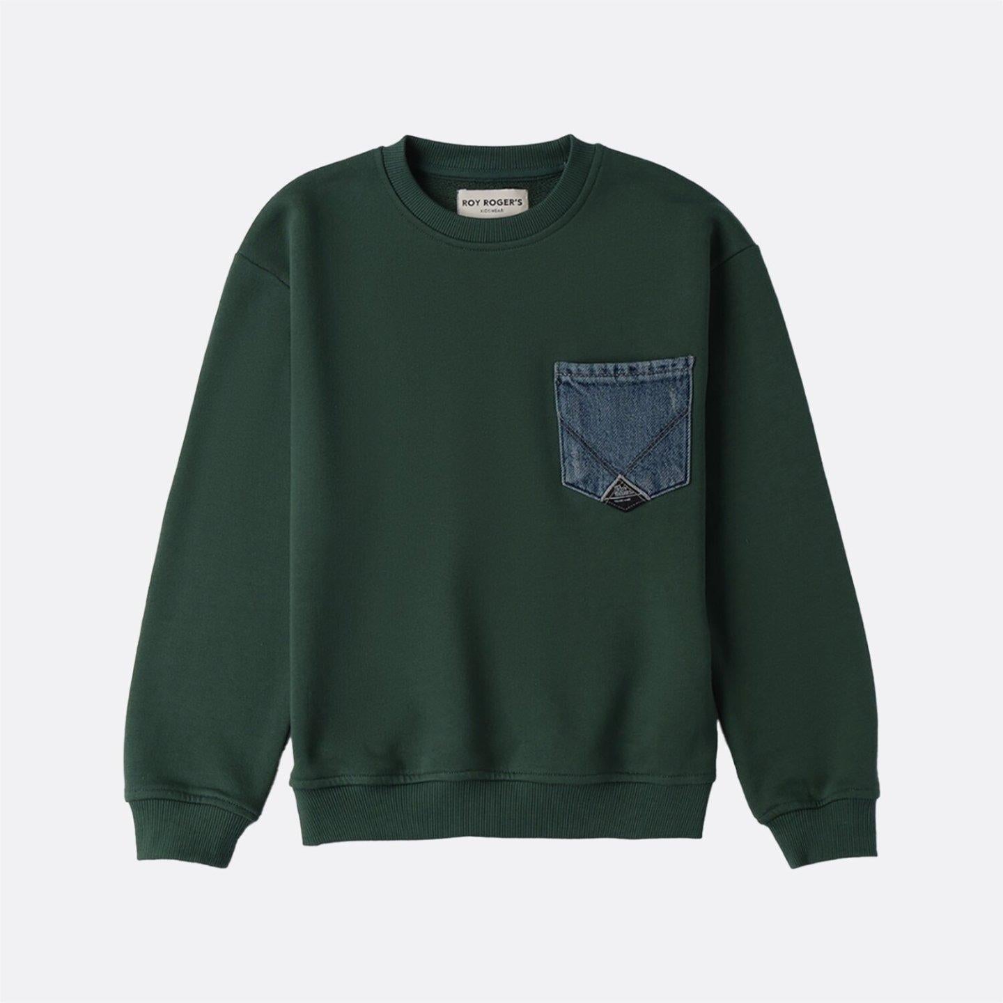 Felpa girocollo pocket university green RRU90098CN67XXXX C0127 ROY ROGER'S 
