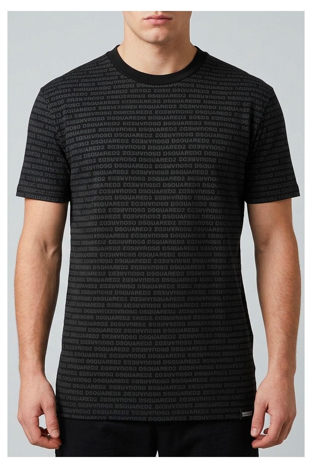 Dsquared2 T-shirt logo all over nera D9M206200 010 DSQUARED 