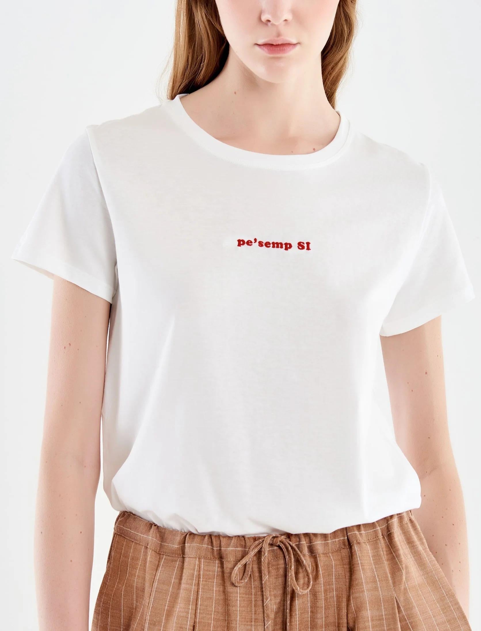 T-Shirt girocollo con ricamo "Pe' semp si" VICOLO RAB0542 02 VICOLO 