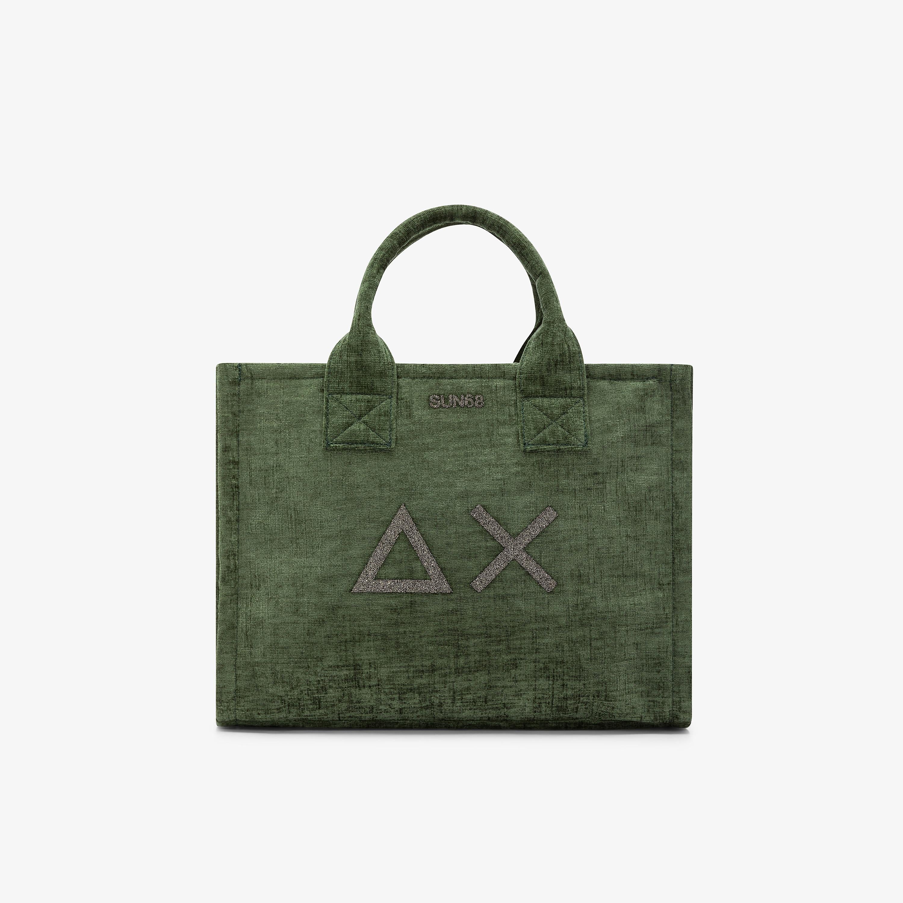 Shopping bag midi Cali in velluto verde prato X45203 88 SUN 68 