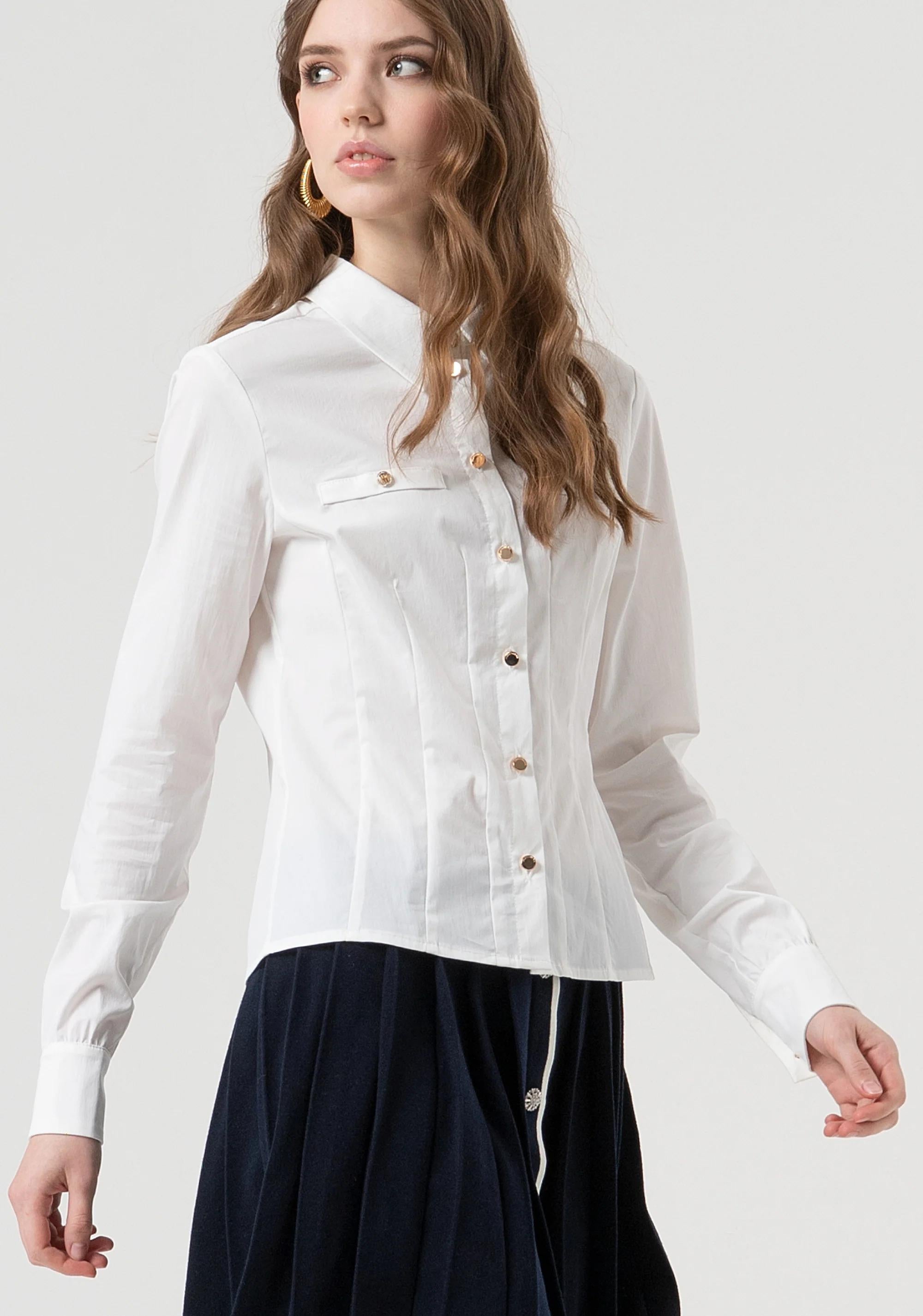 Fracomina Camicia regular in popeline stretch white FR25WT6016W80101 278 FRACOMINA 