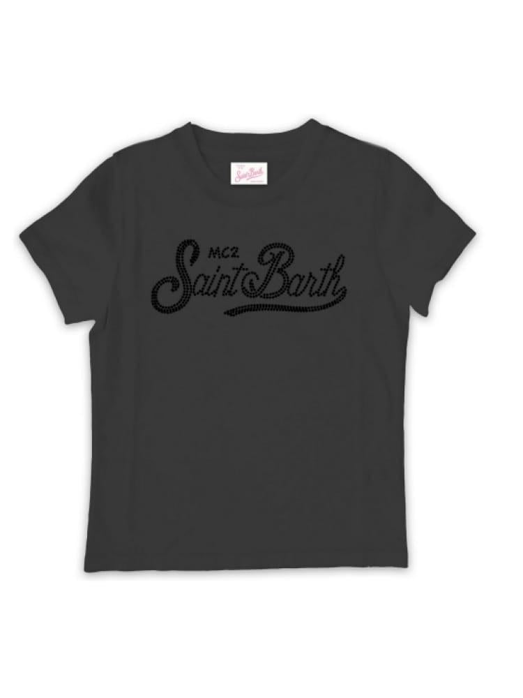Mc2 Saint Barth t-shirt elly kids/junior in cotone nero con logo strass ELLY001 02295L MC2 SAINT BARTH 
