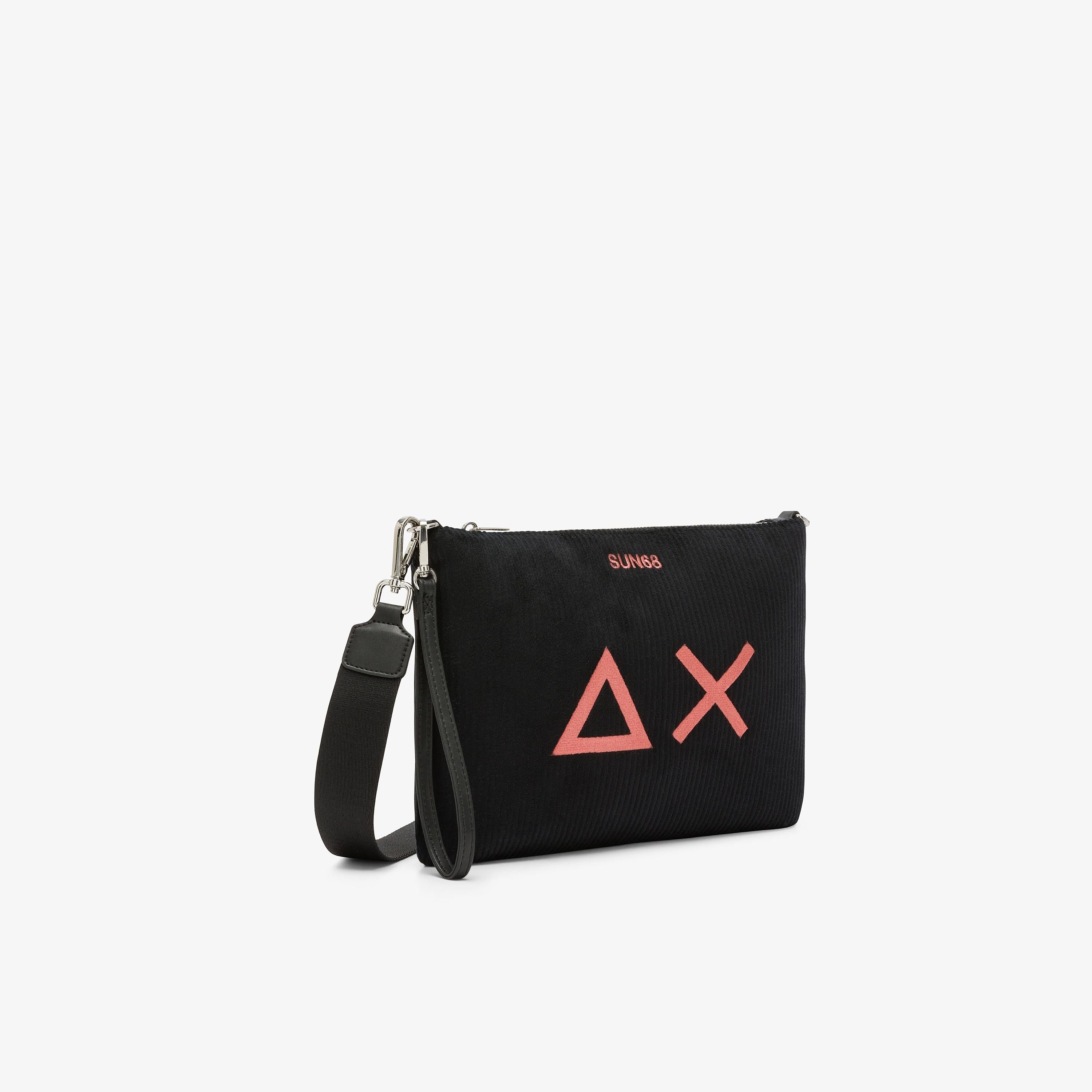 Pochette in velluto con logo ricamato nero X45207 11 SUN 68 