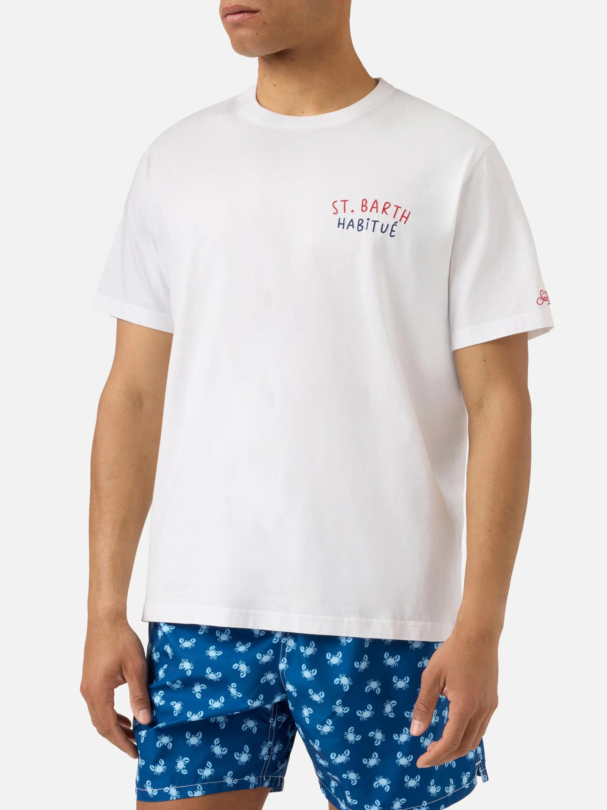 T-shirt Portland bianca con ricamo St. Barth Habitué PRL0002 00320L MC2 SAINT BARTH 