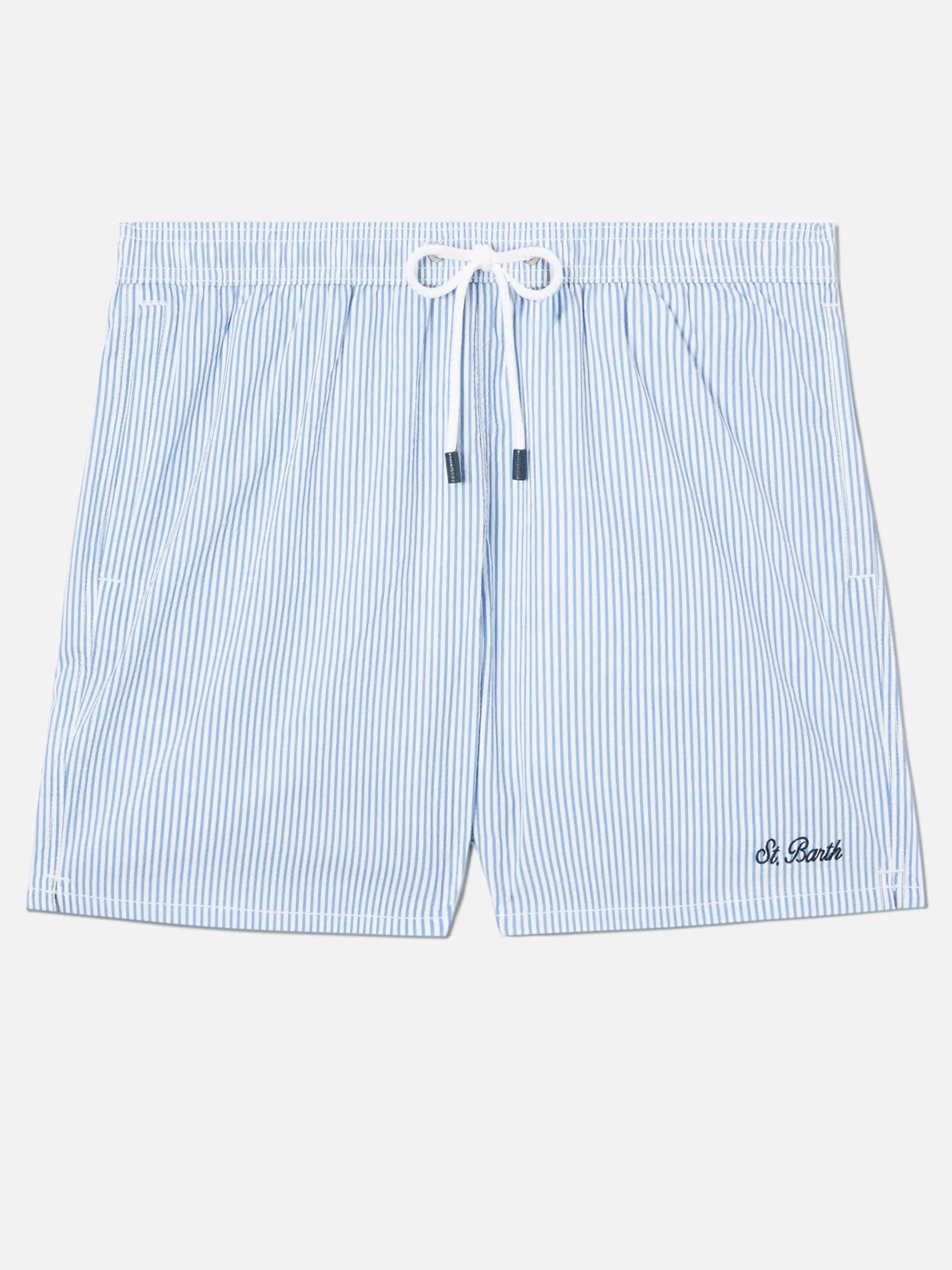 Costume mare Patmos in seersucker rigato blu e bianco PATM001 01704L MC2 SAINT BARTH 