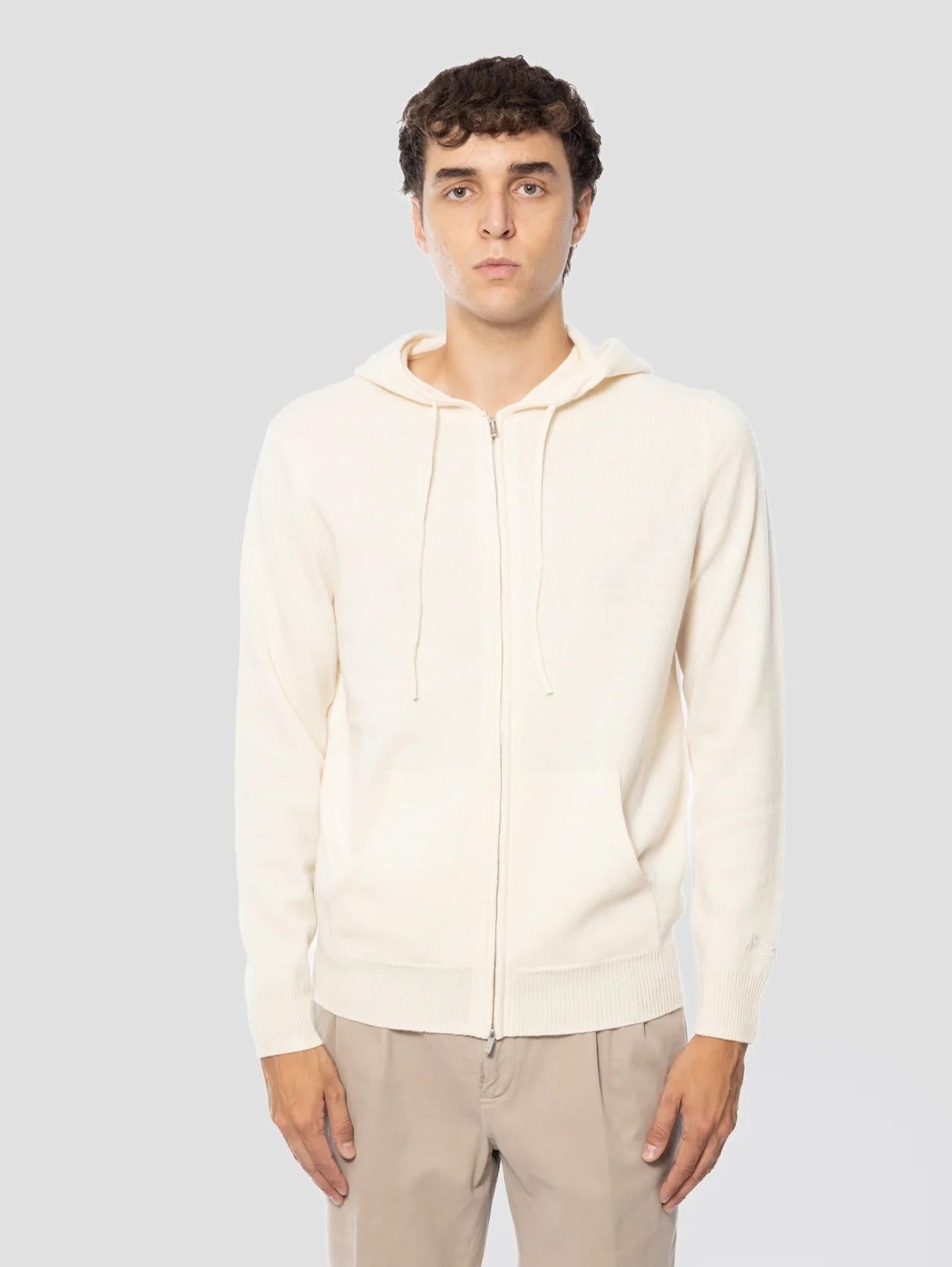 MC2 SAINT BARTH Felpa con Cappuccio e Zip in Lana Bianco NOT0002 00040I MC2 SAINT BARTH 