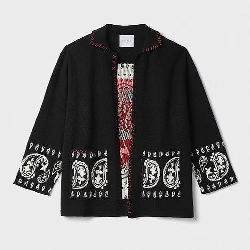 Giacca in maglia rasata con lavorazione logo GAABW07202-MBFI0001 NE01 GAELLE 