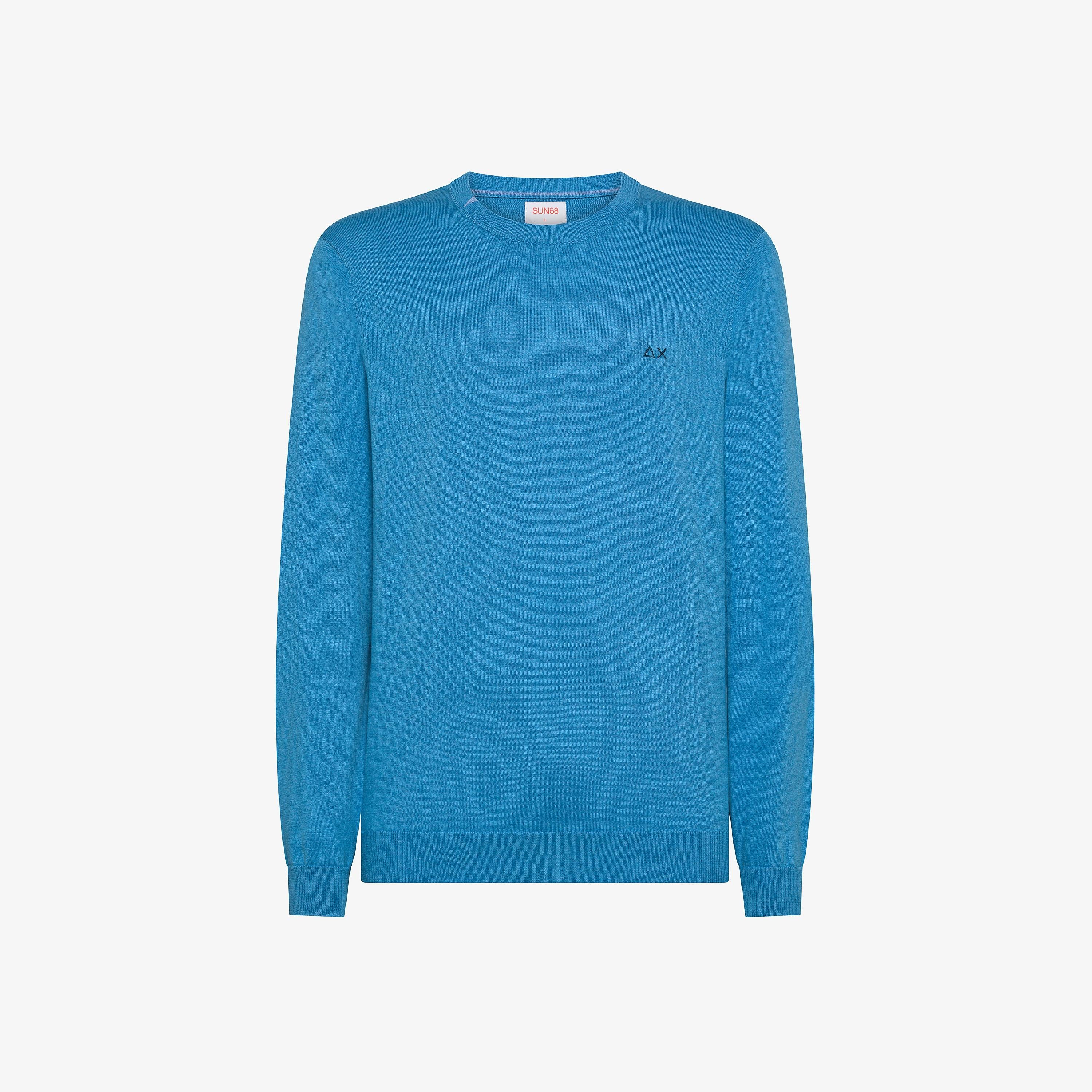 SUN68 Maglia girocollo in misto lana Sky Blue K45101 81 SUN 68 