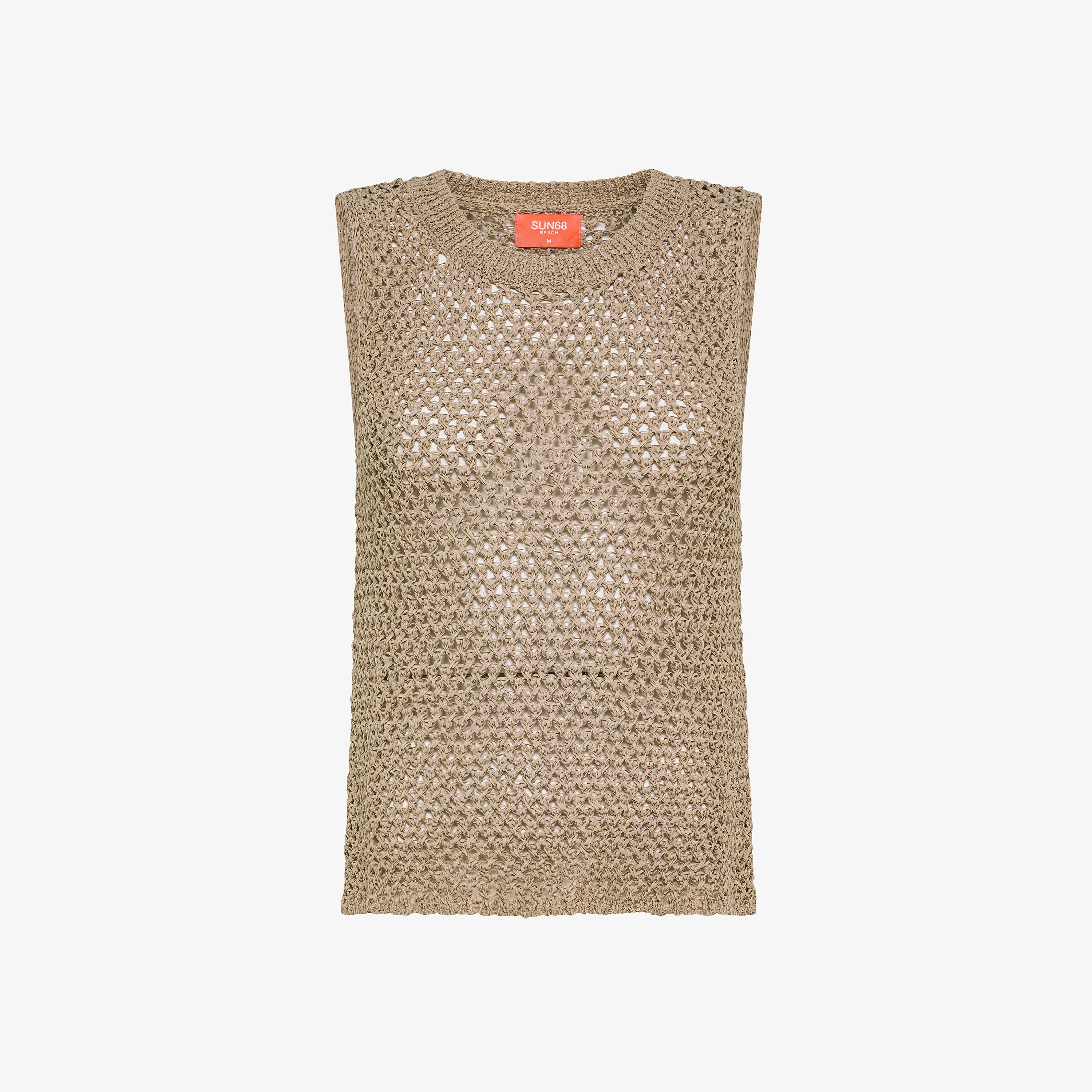 SUN68 Tank top crochet beach Stone K36282 98 SUN 68 