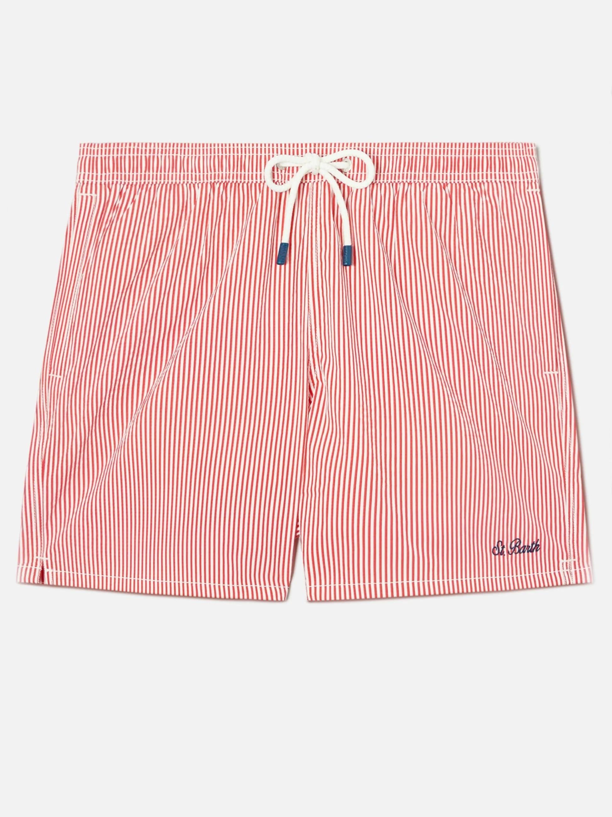 Costume mare Patmos in seersucker rigato rosso e bianco PATM001 01708L MC2 SAINT BARTH 