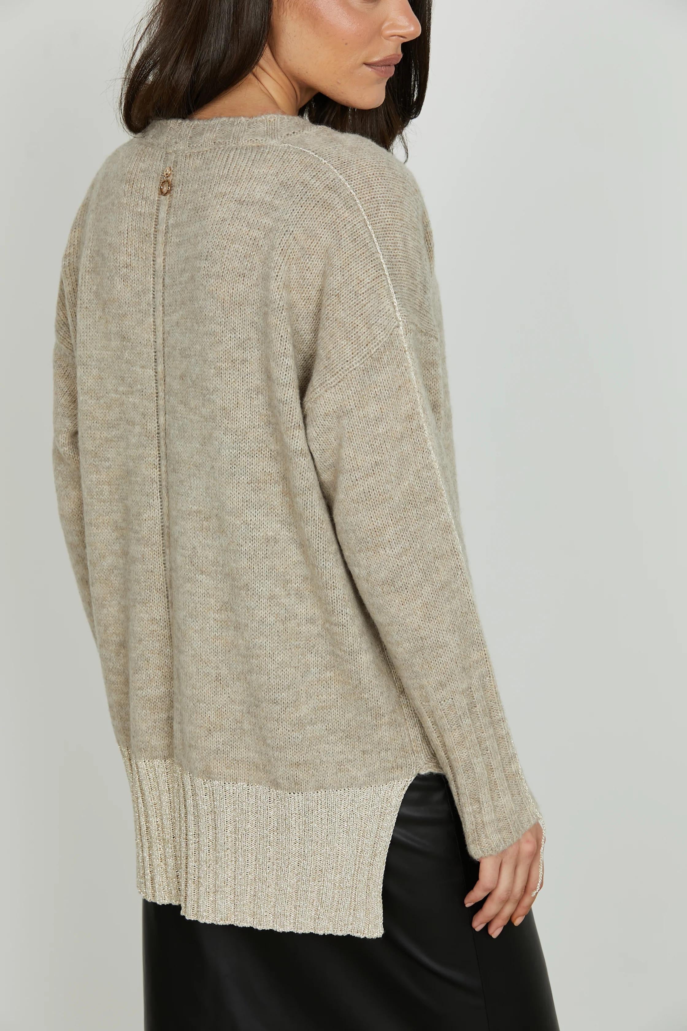 Relish Cardigan CERIGO manica lunga scollo v con bottoni più spacchi fondo più detagli lurex creme brulee RDA252660042 CREME BRULEE RELISH 