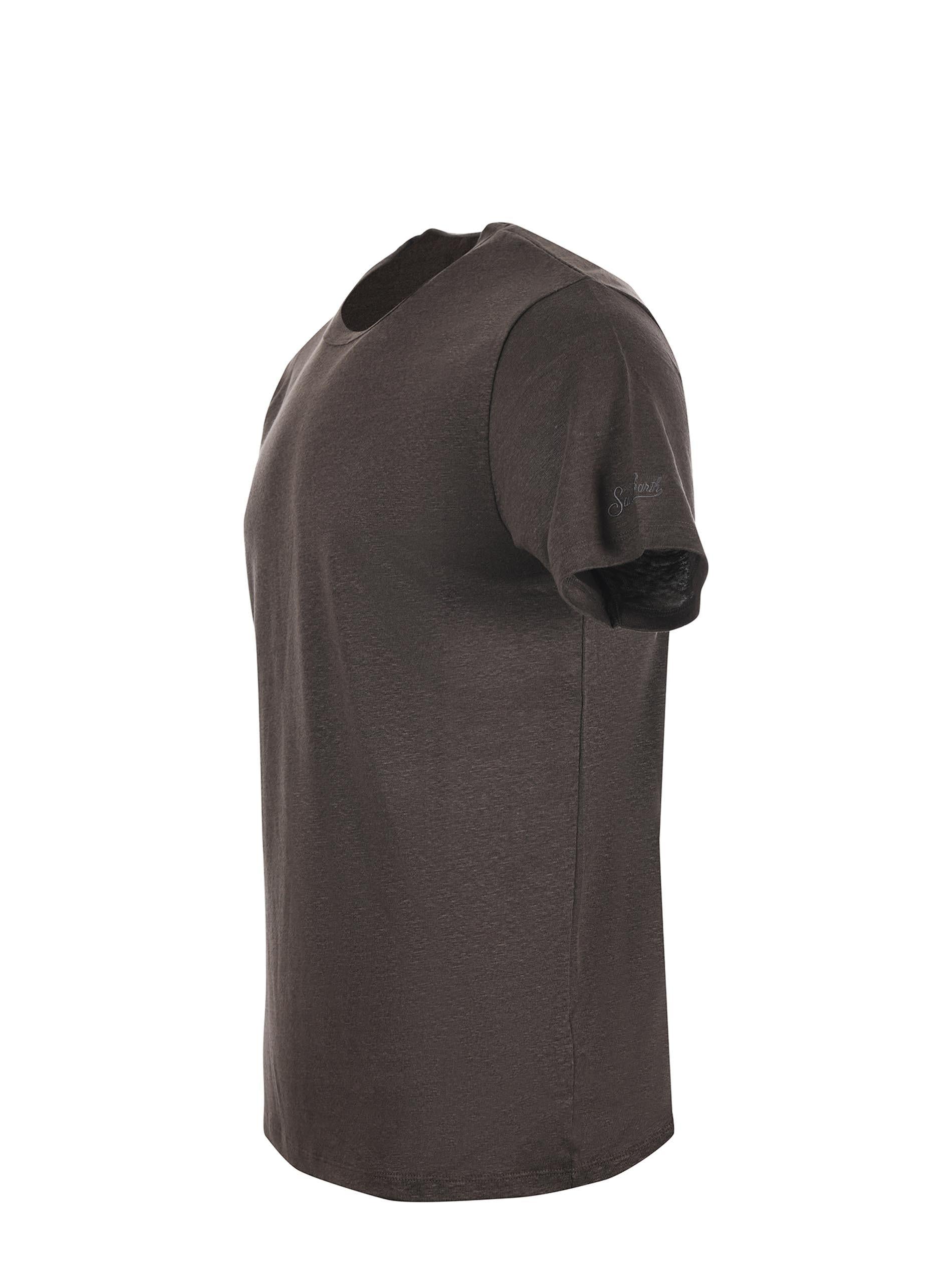 T-shirt Mc2 Saint Barth in filato di lino VERDE SCURO ECS0003 00450L MC2 SAINT BARTH 