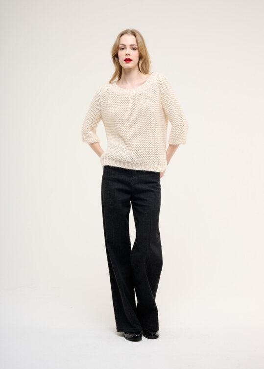 MAGLIA BOXY LUX CROCHE' LATTE CR09345 869 CROCHE 