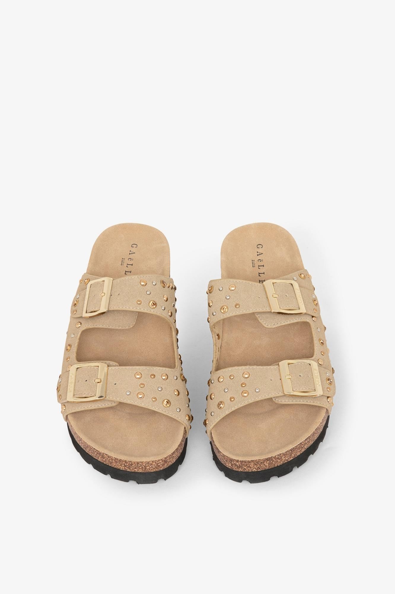 Sandalo In Suede Con Doppia Fibbia E Borchie  Safari - Gaëlle Paris GACAW01719-MTFI0007 BE33 GAELLE 
