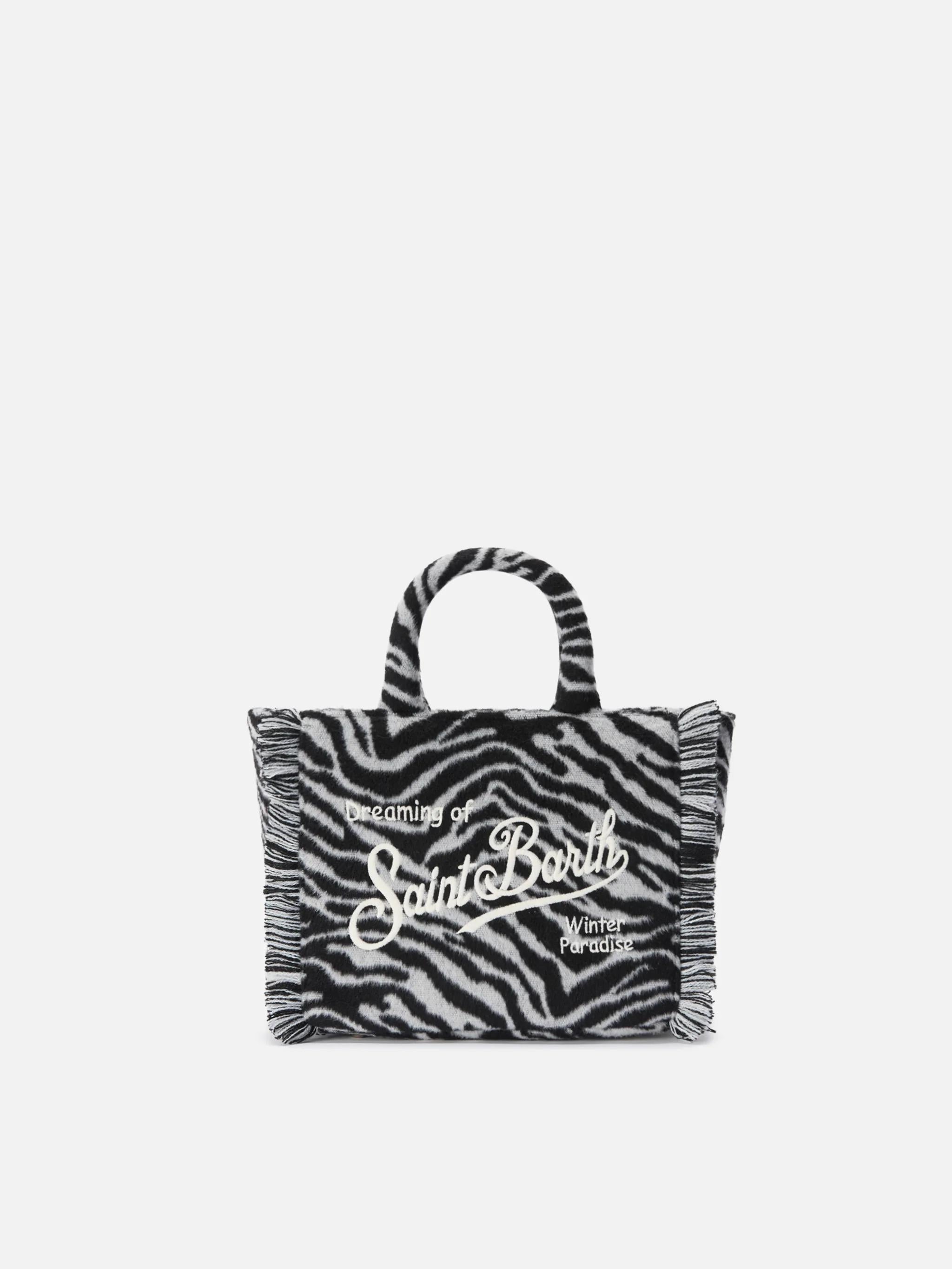Borsa a mano Vanity Mini Felt in misto lana zebrata VAMI024 00269I MC2 SAINT BARTH 
