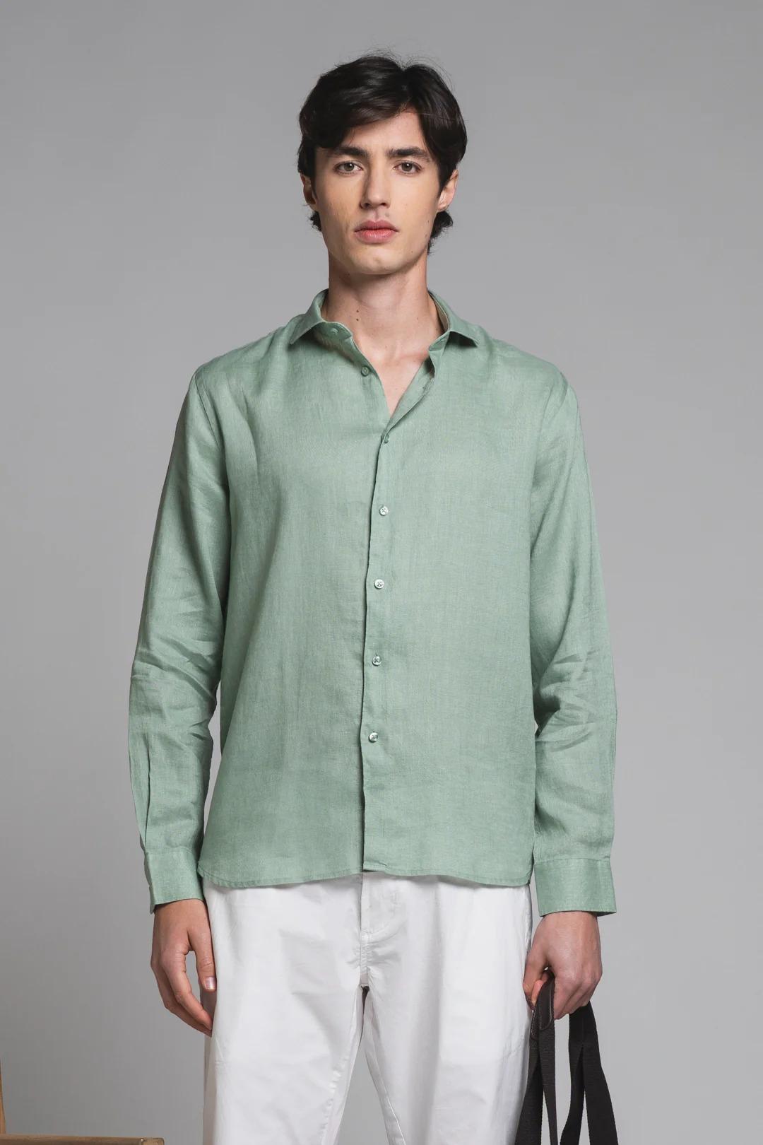 RILEY SHIRT COLLAR FRENCH IN 100% LINEN VERDE ACQUA IM26SSSM-RILEY-LIN C73 IMPURE 