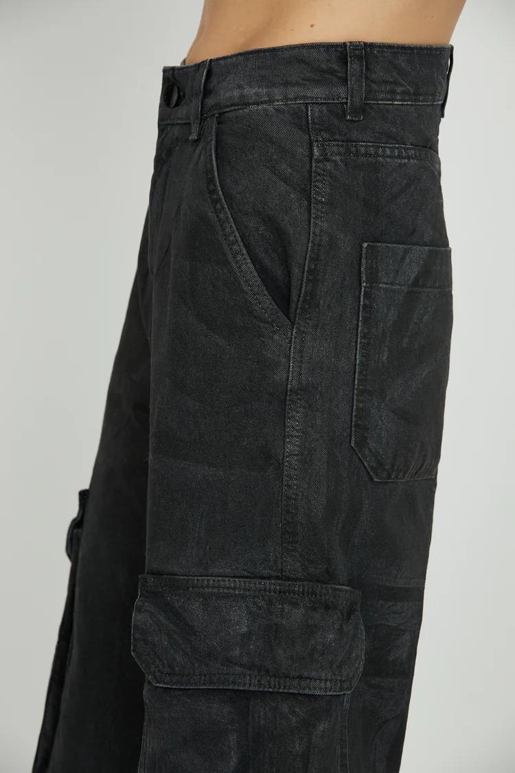 rELISH Panta POCKET_30 v.alta 5 ts più tasconi wild leg fit denim black più laminatura BLACKni RDA2507033012 BLACK RELISH 