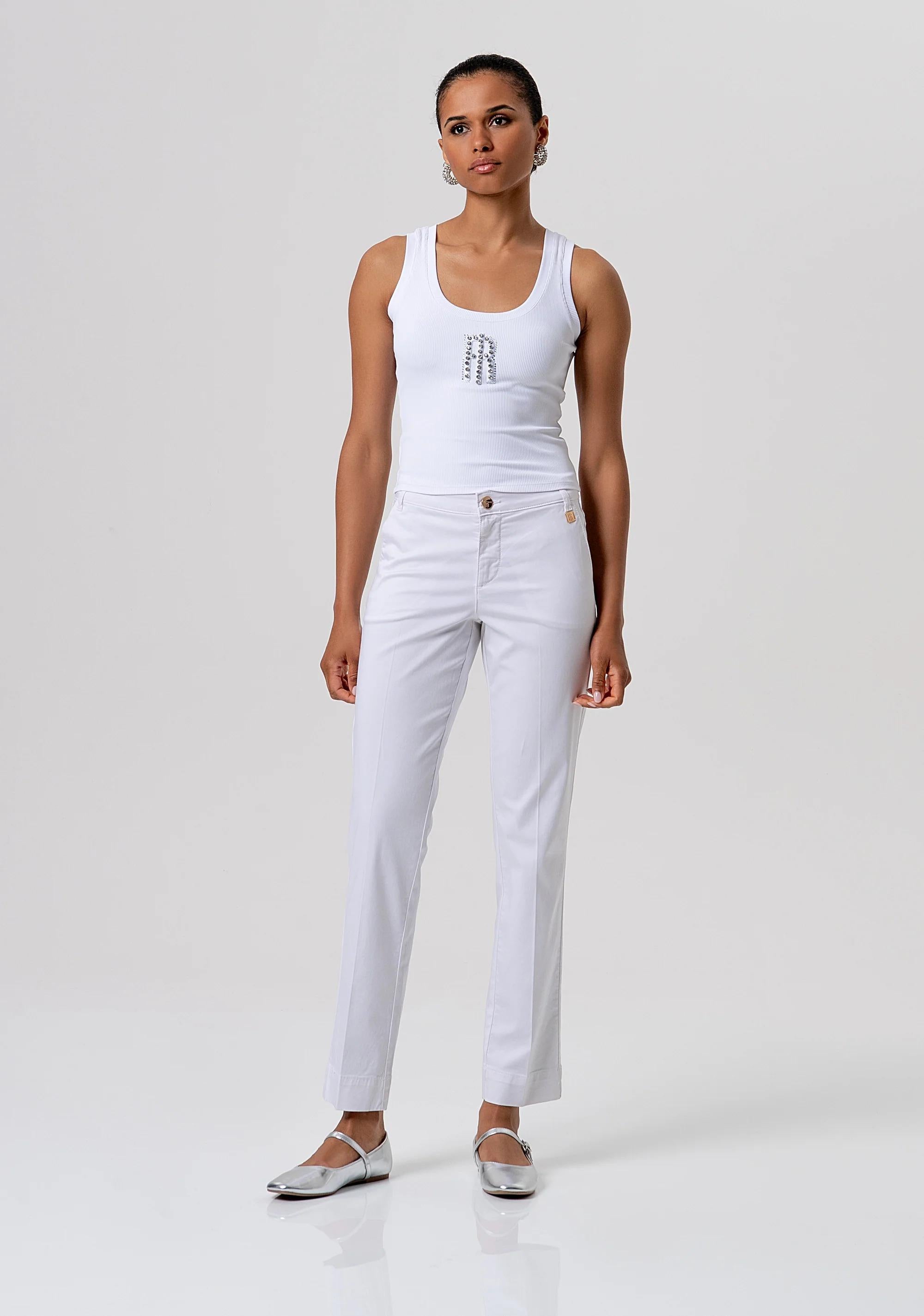 Pantalone regular modello chino in gabardina white FP26SV4001W42001 278 FRACOMINA 