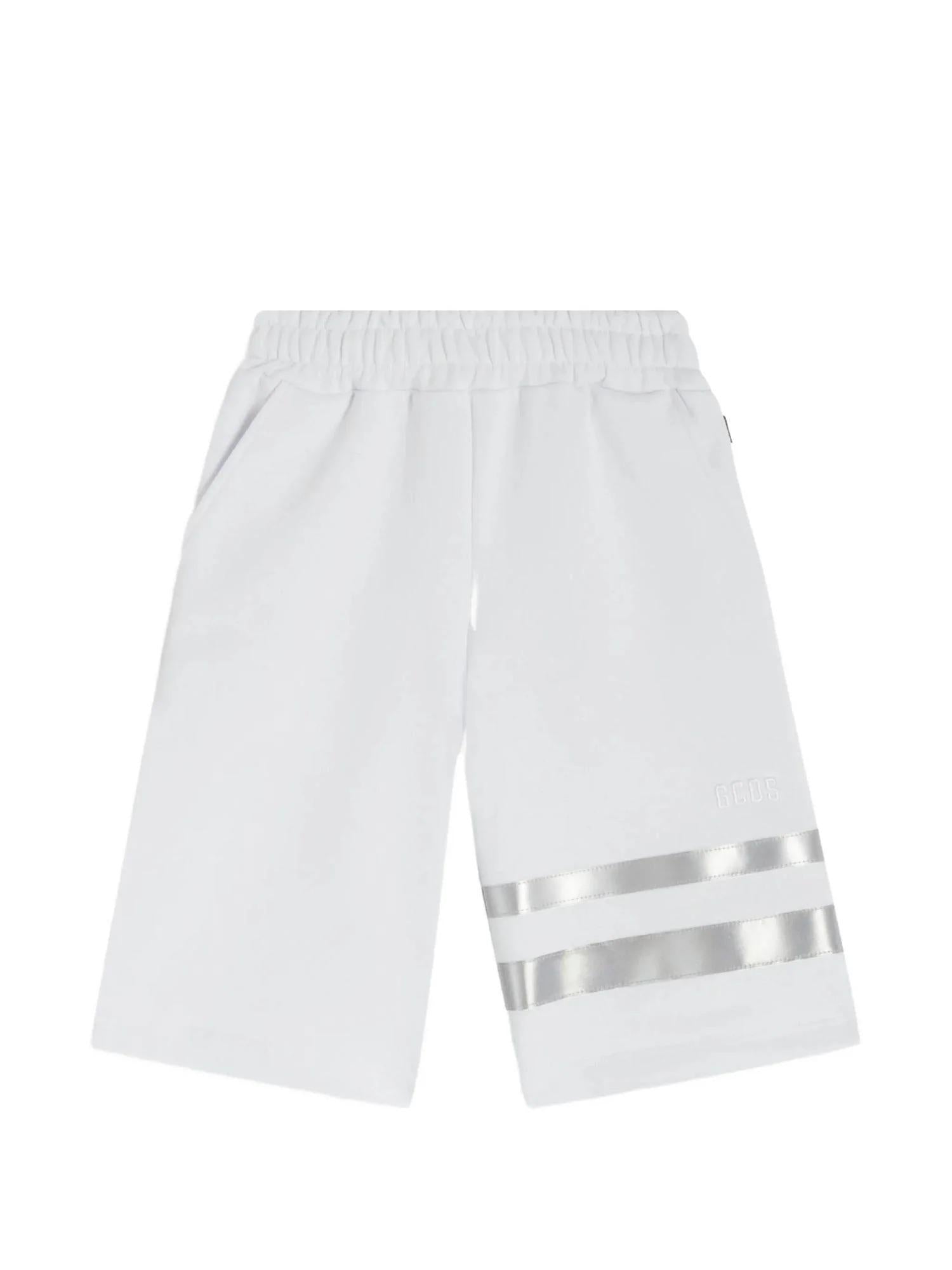 GCDS bermuda bambino con bande catarifrangenti bianco C1UJQL705F004 100B GCDS 