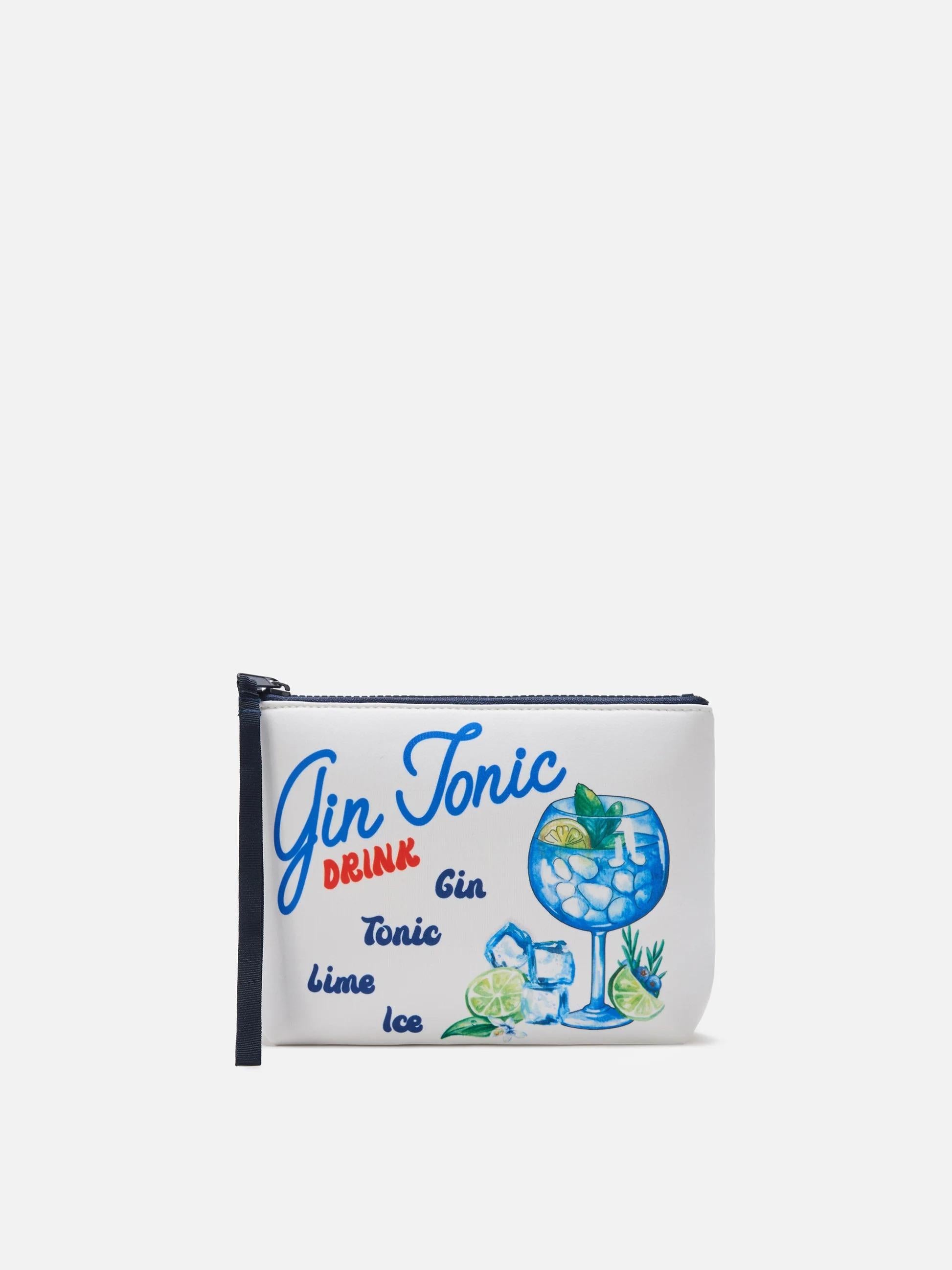 Pochette Aline in scuba bianca con stampa Ricetta Gin Tonic ALIN001 07976L MC2 SAINT BARTH 