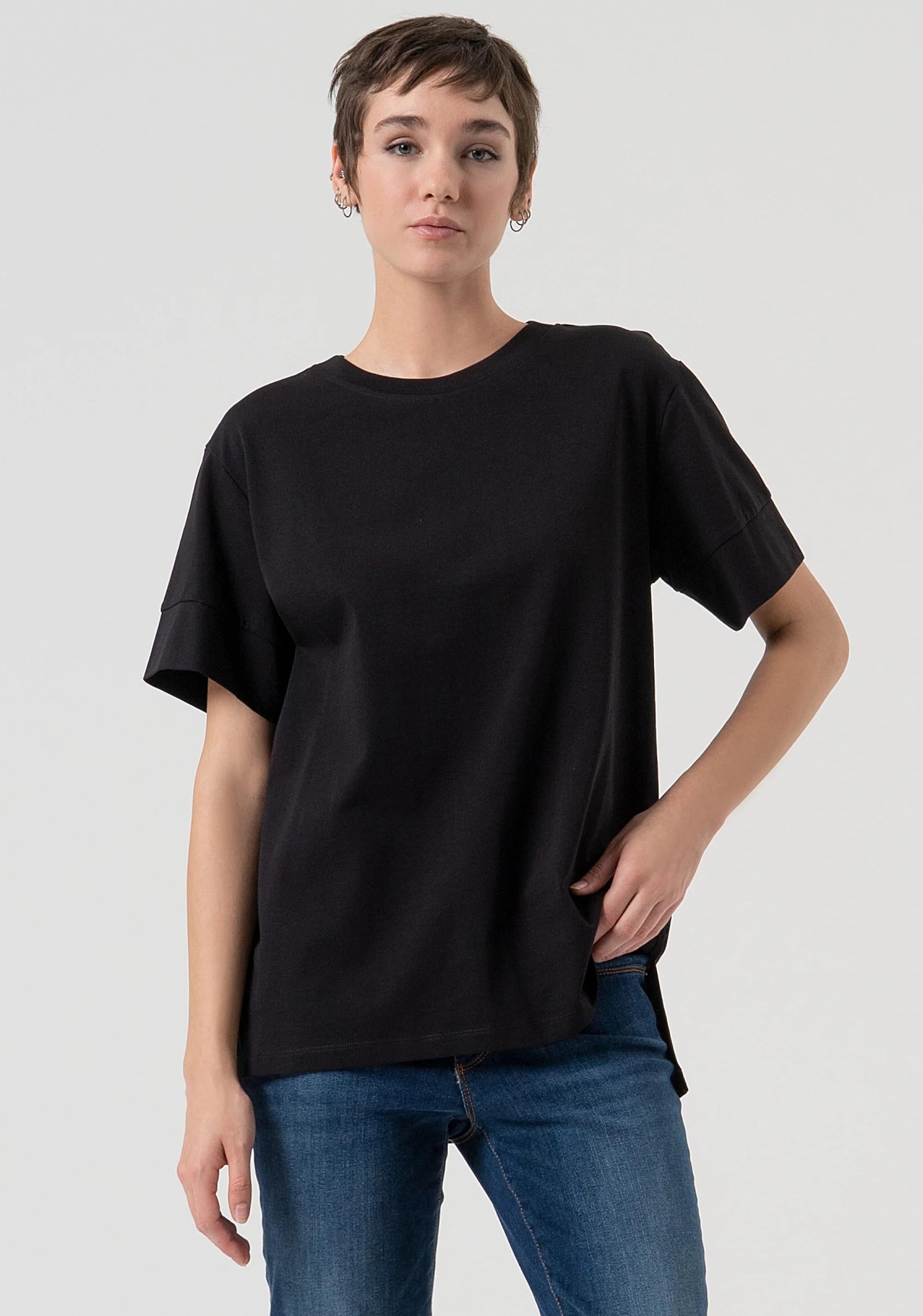 Fracomina T-shirt loose fit in cotone black FP25WT3057J40101 053 FRACOMINA 